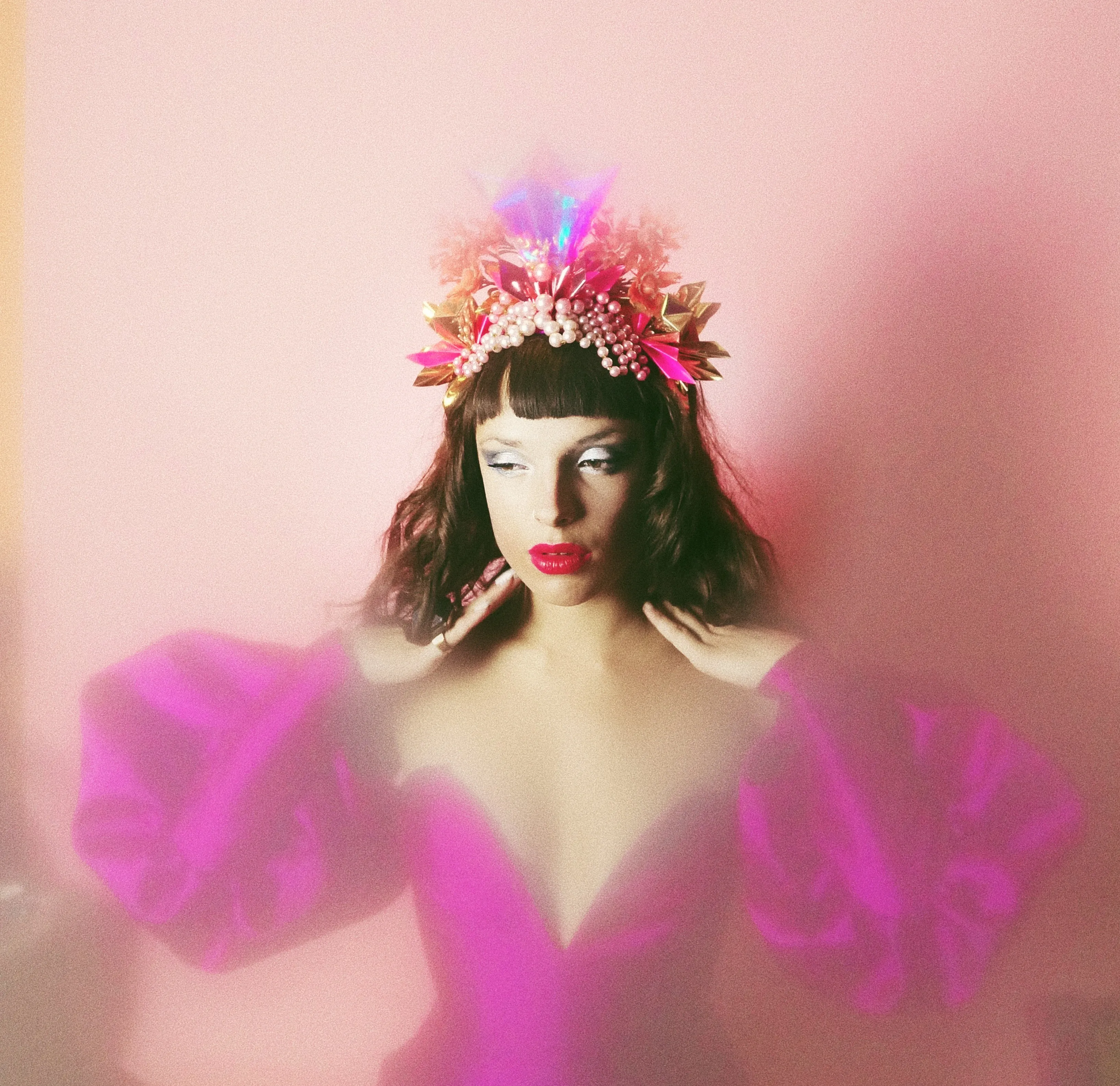 Metallic Pink Iridescent Gold Crown