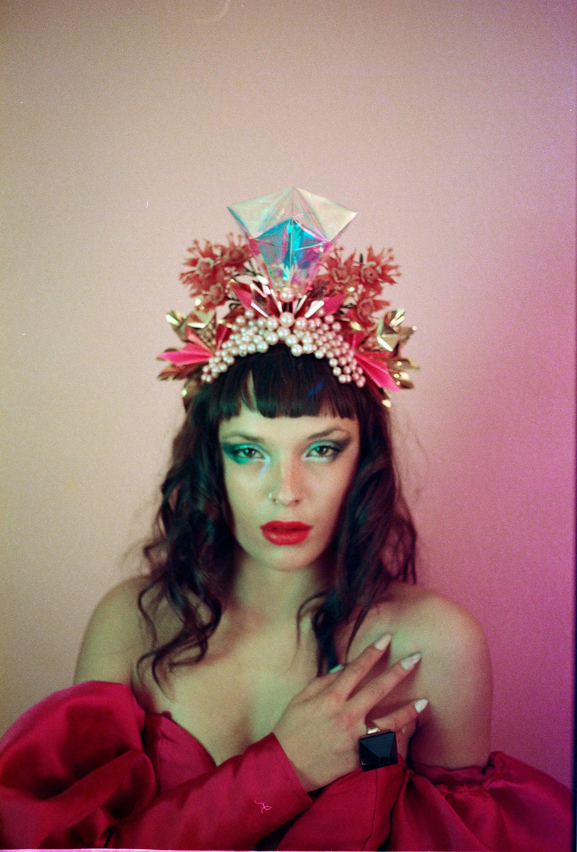 Metallic Pink Iridescent Gold Crown