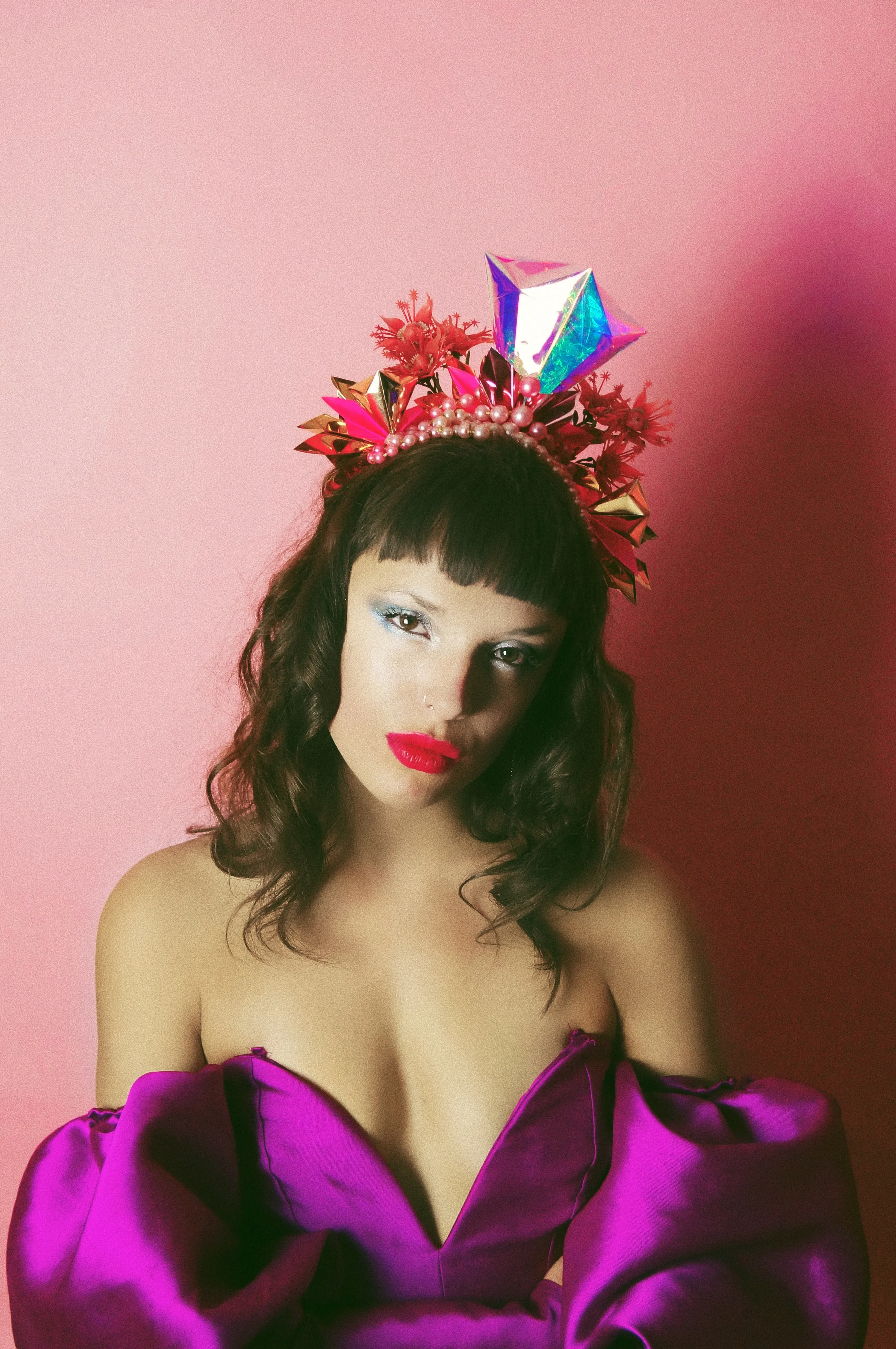 Metallic Pink Iridescent Gold Crown