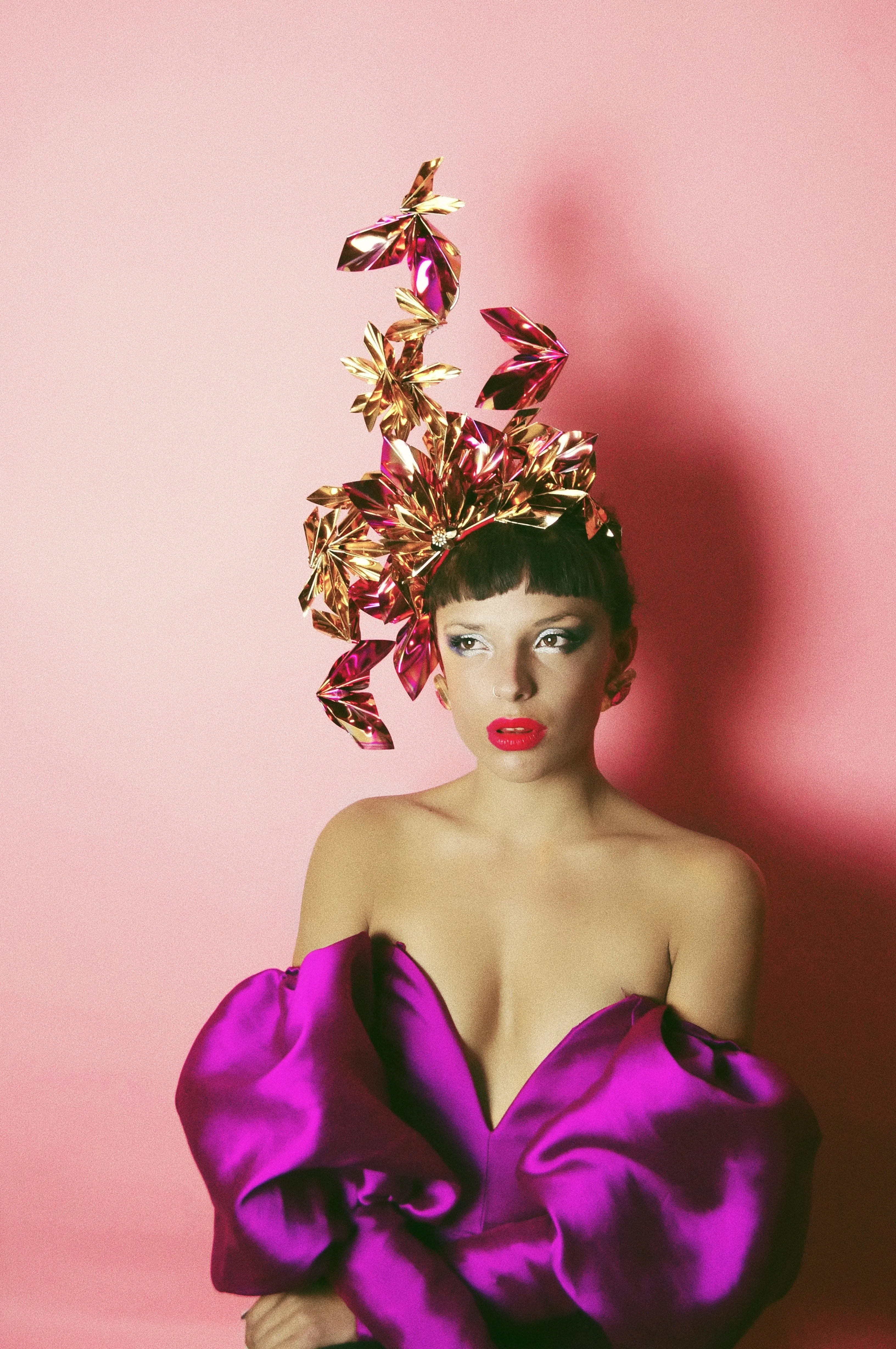 Metallic Pink Iridescent Gold Crown