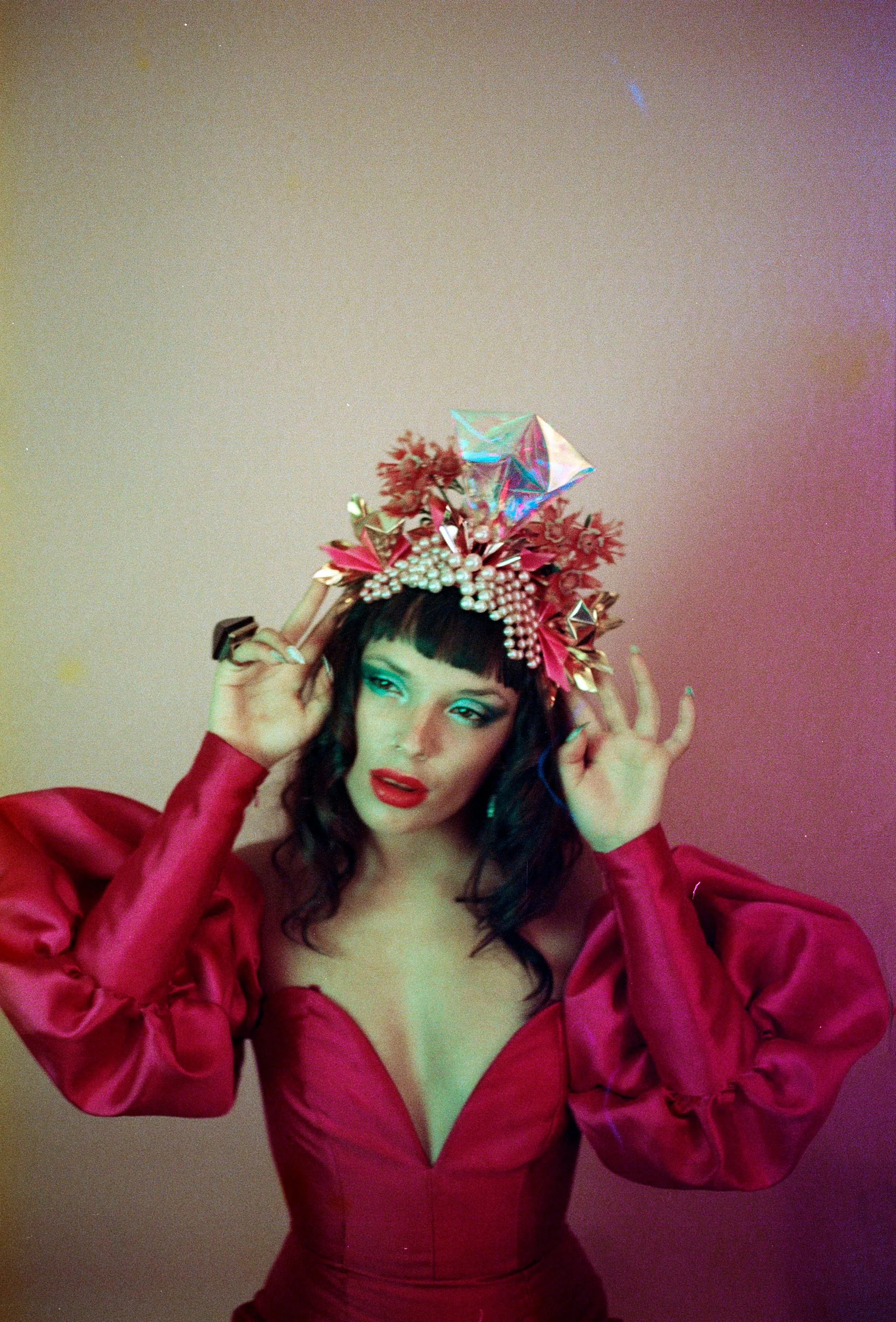 Metallic Pink Iridescent Gold Crown