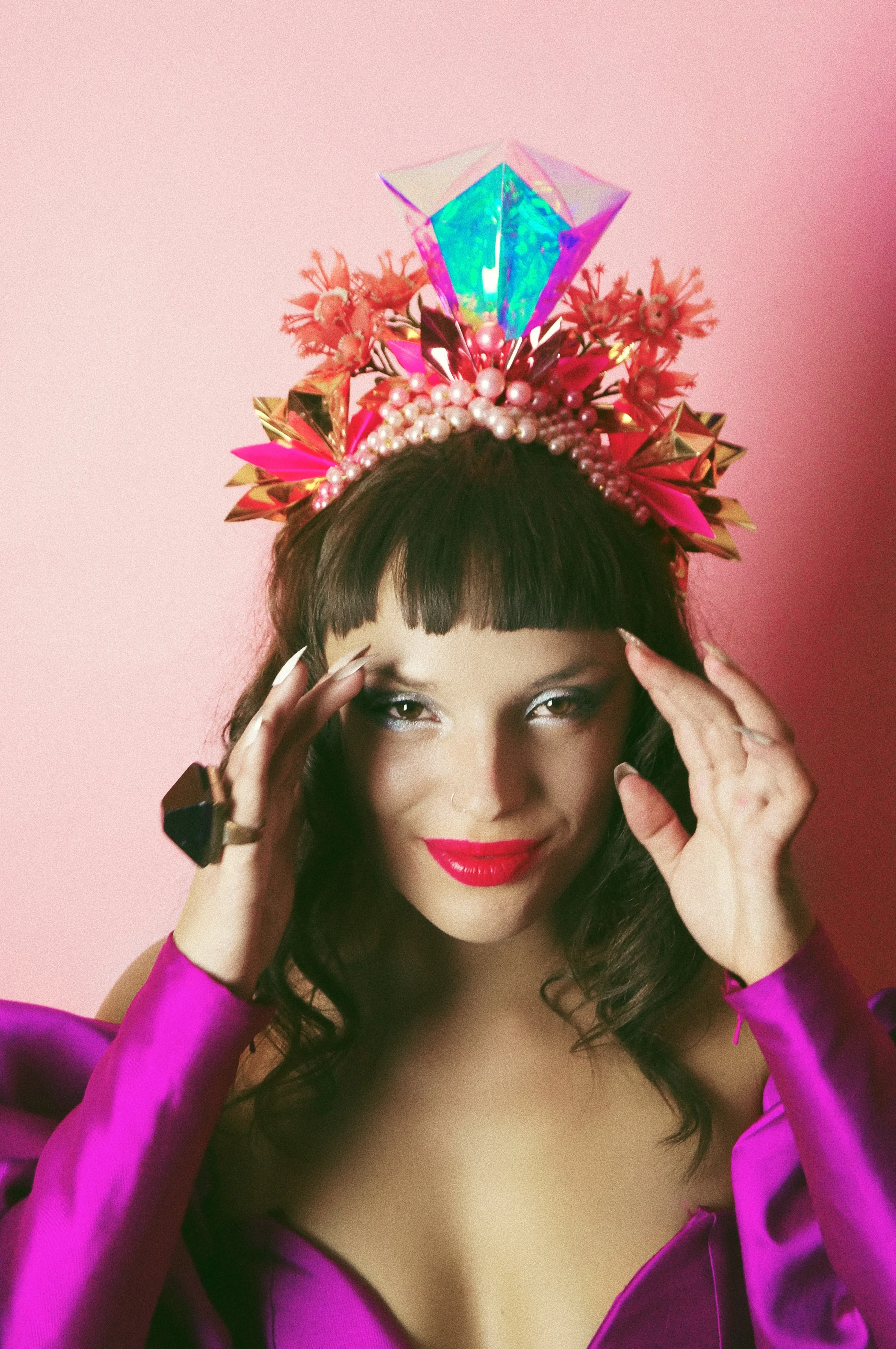 Metallic Pink Iridescent Gold Crown
