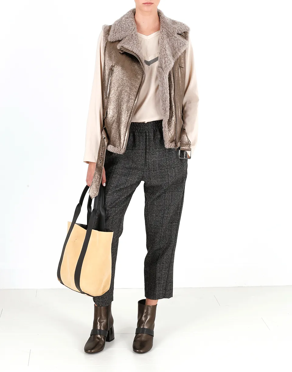 Metallic Suede Reversible Handbag