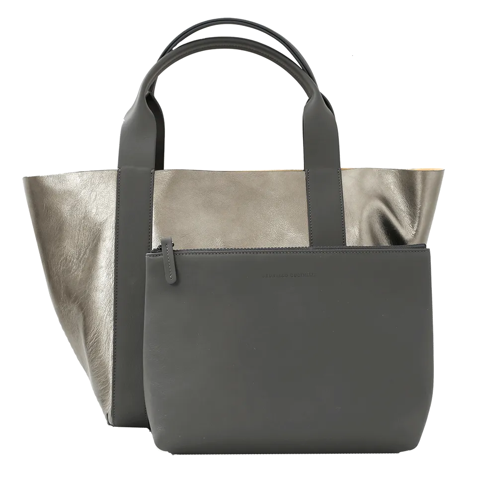 Metallic Suede Reversible Handbag