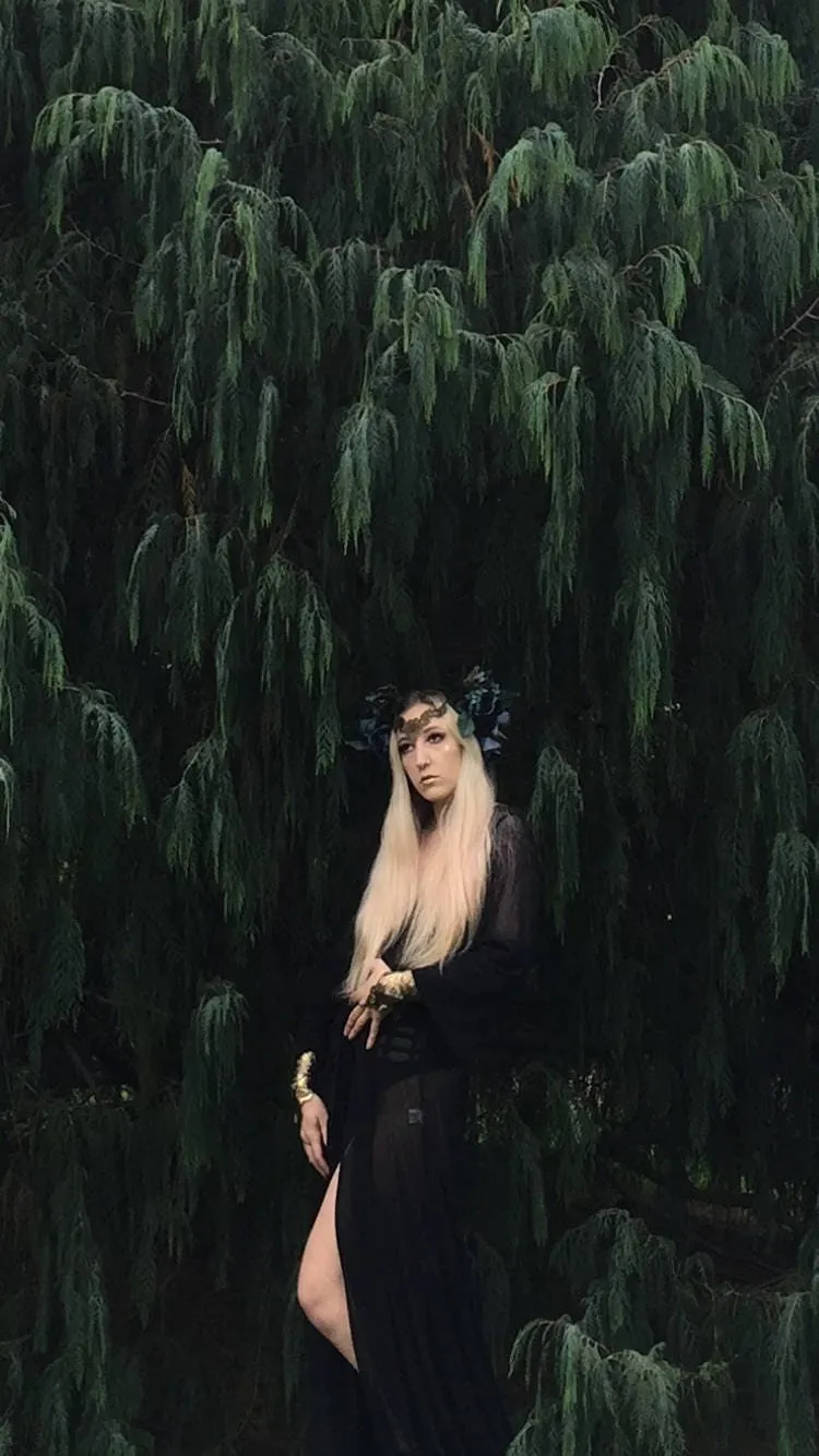 Midnight Floral Goddess Headpiece • Festival Crown