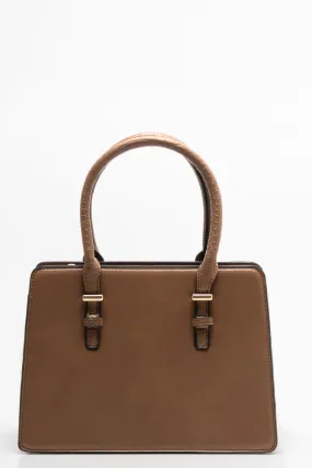Mini Handbag With Handles And Strap Brown