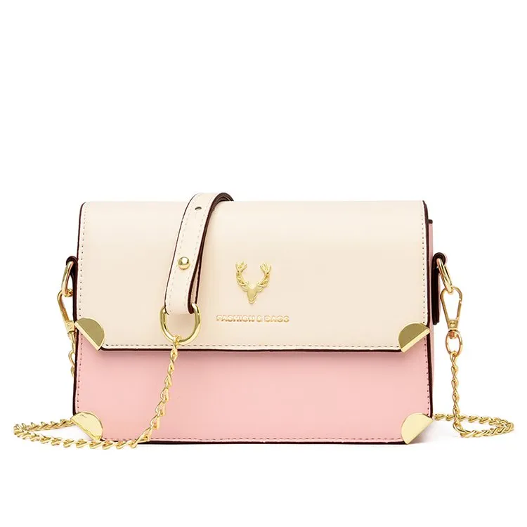 Multi color messenger bags with deer antler charm