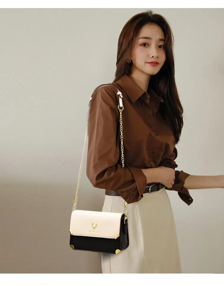 Multi color messenger bags with deer antler charm
