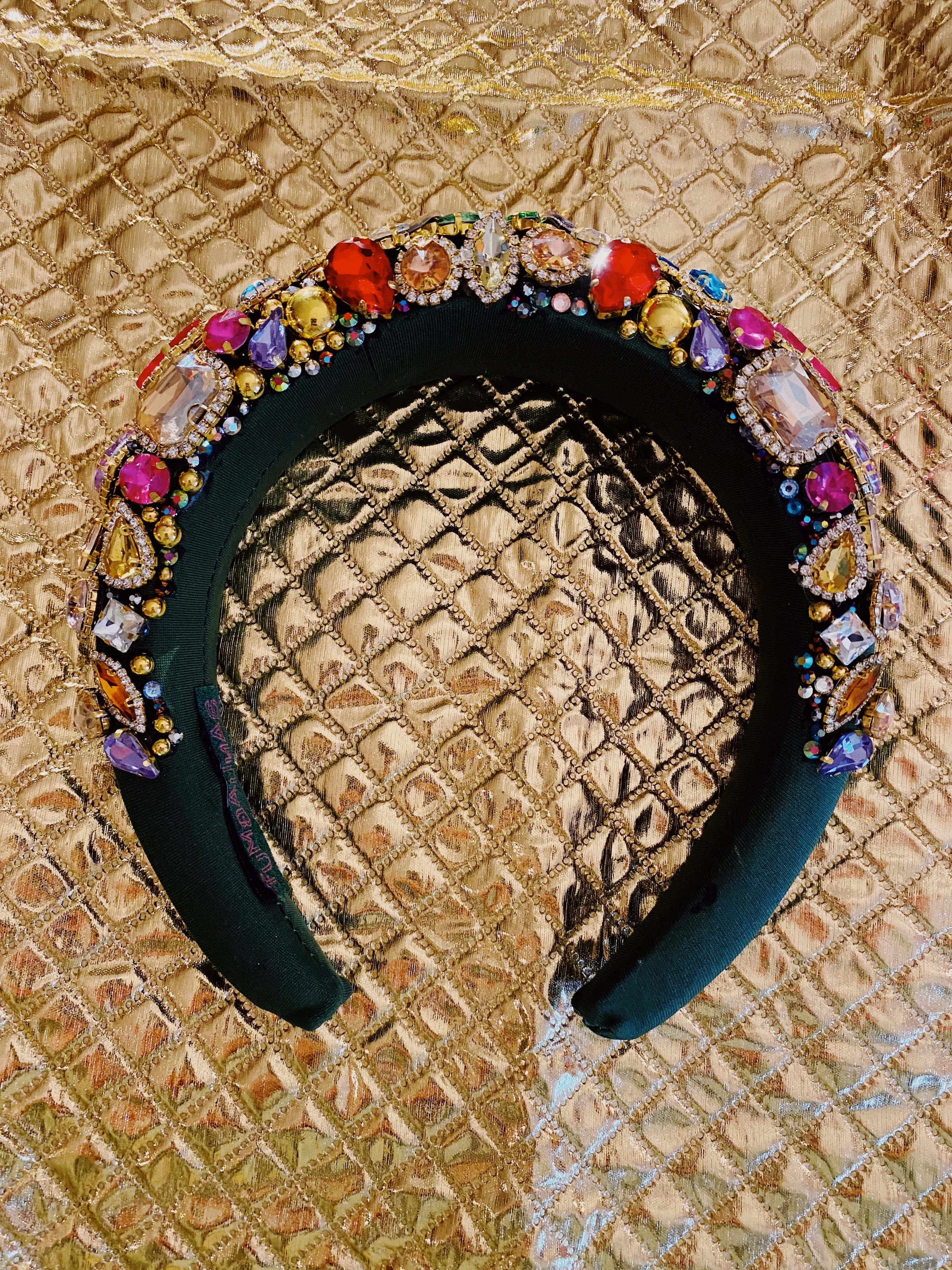 Olive Green Rainbow Gemstone  Headband