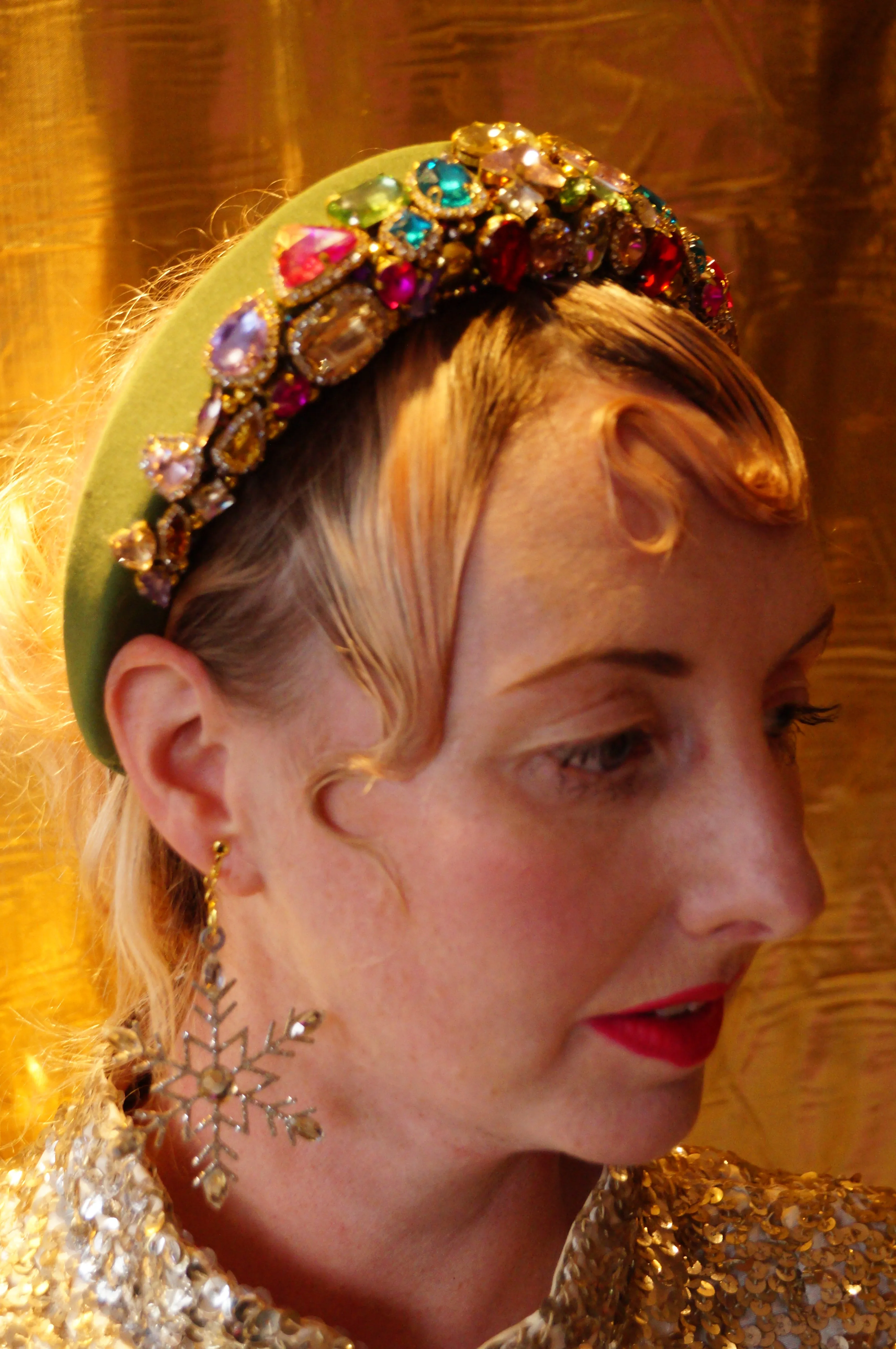 Olive Green Rainbow Gemstone  Headband