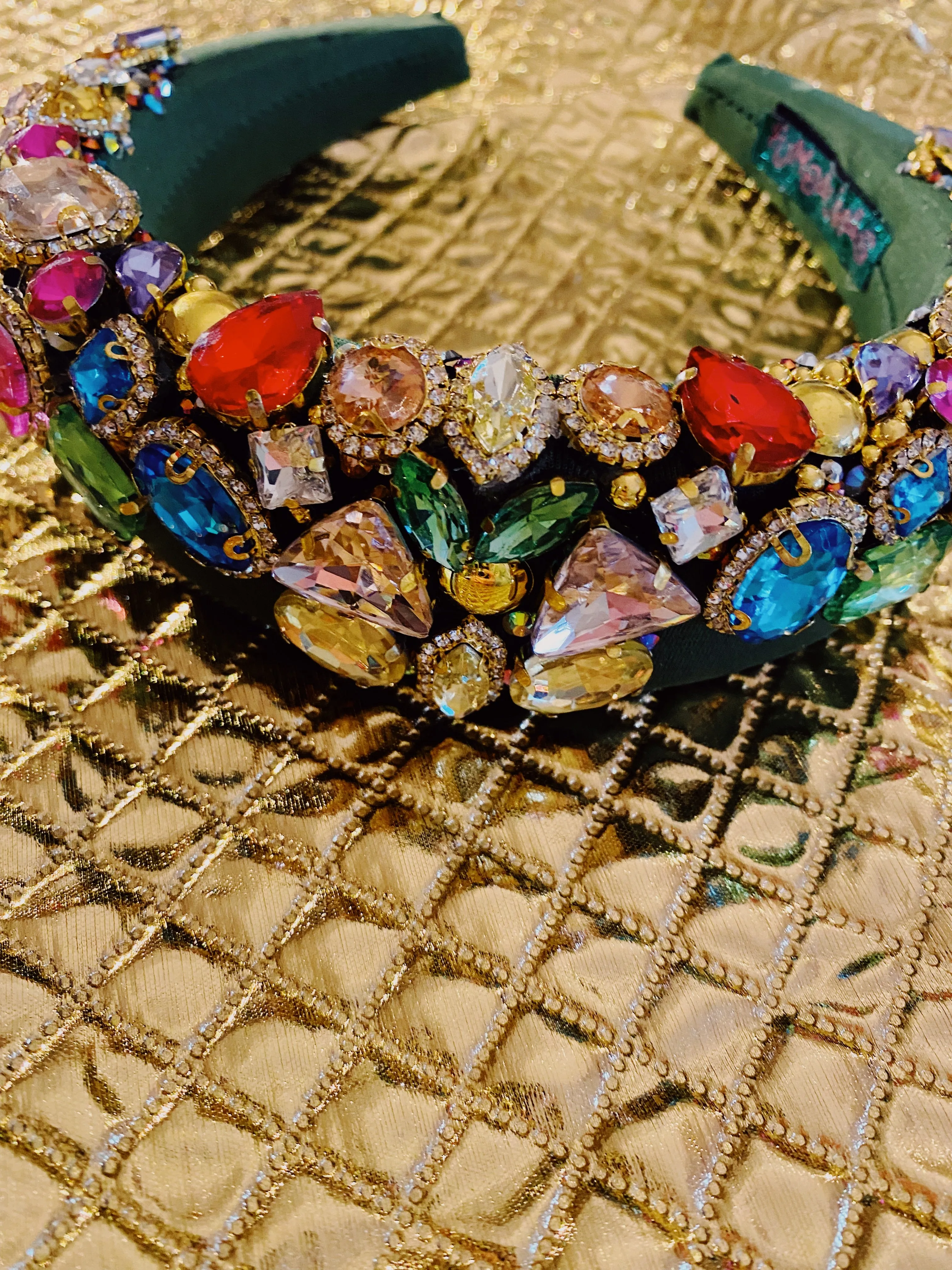 Olive Green Rainbow Gemstone  Headband