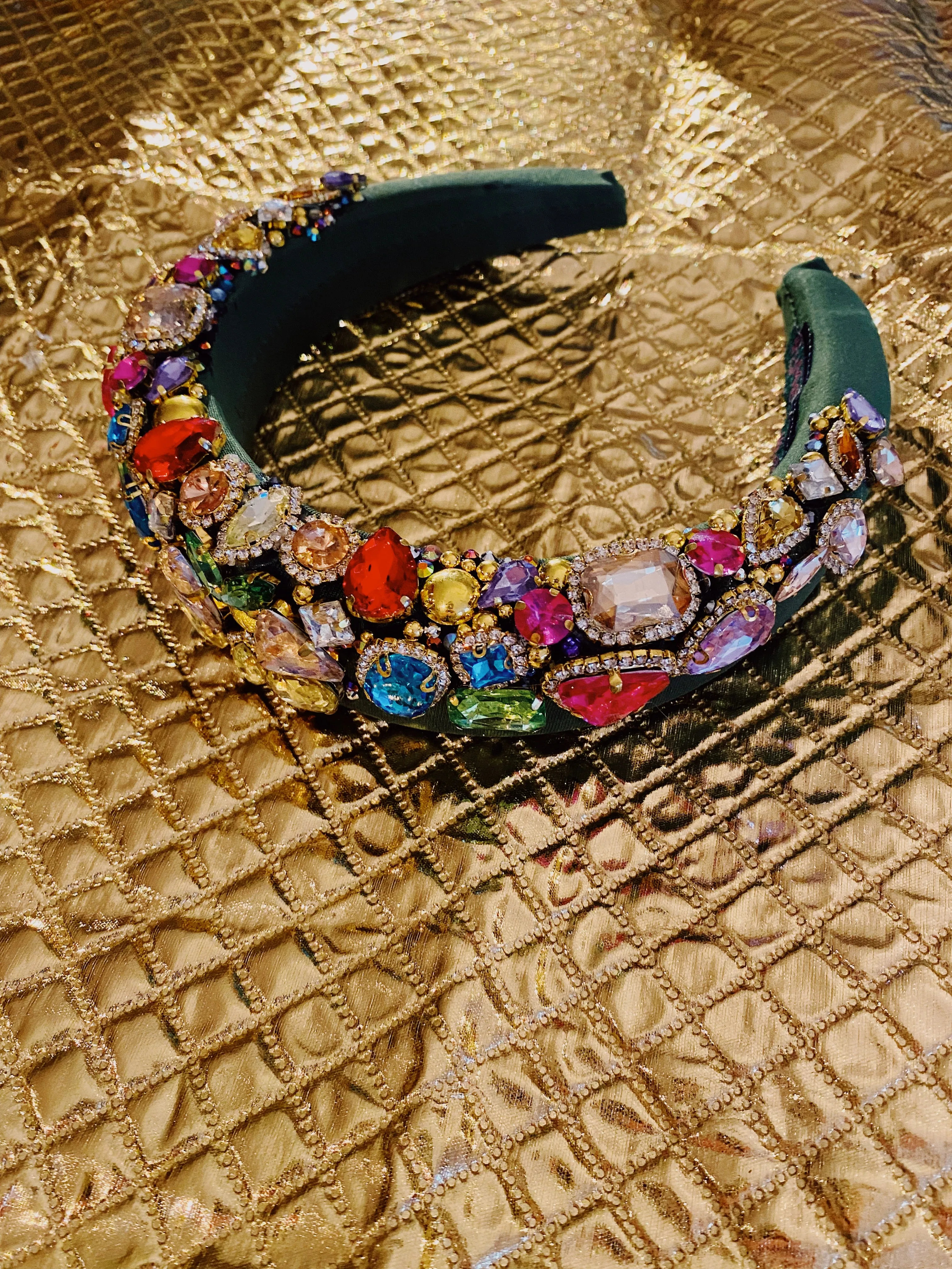 Olive Green Rainbow Gemstone  Headband