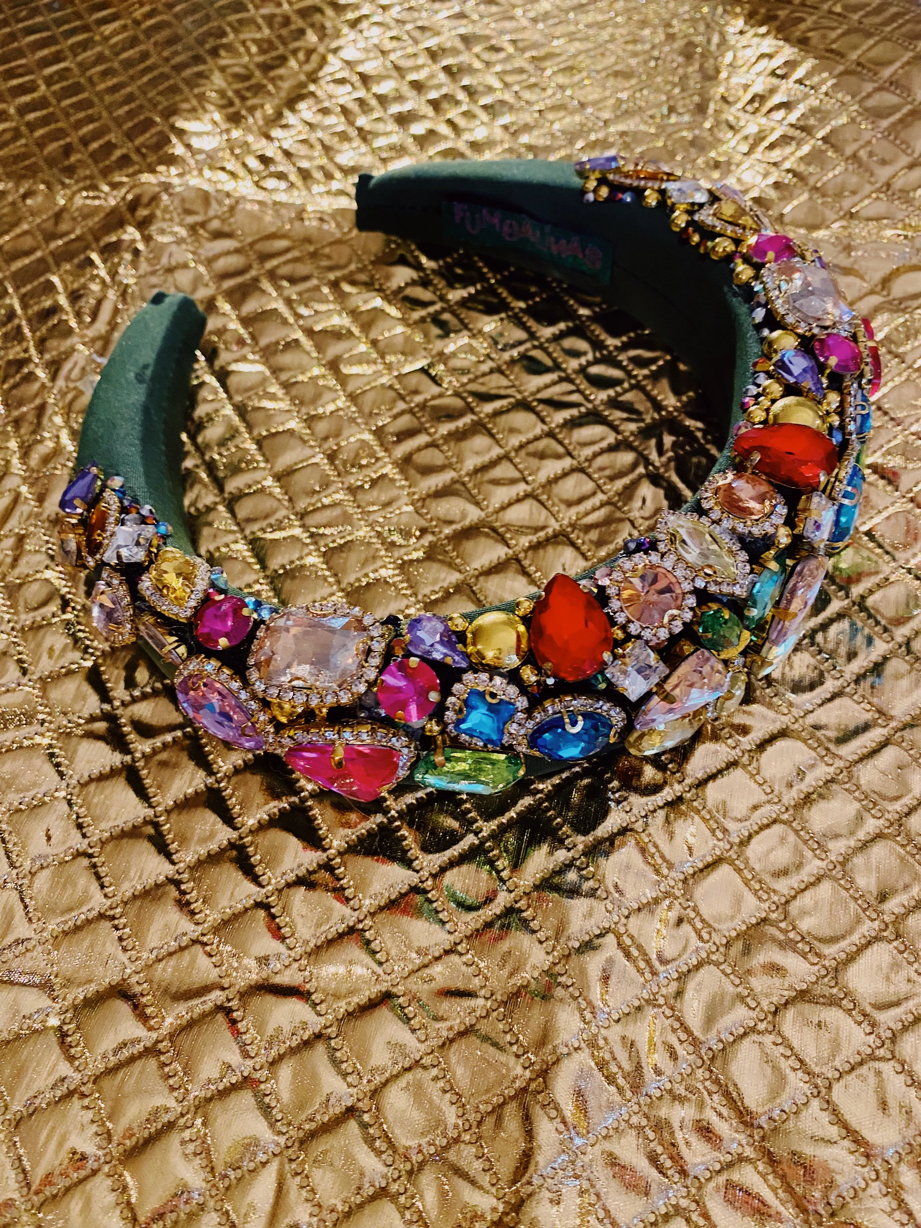 Olive Green Rainbow Gemstone  Headband