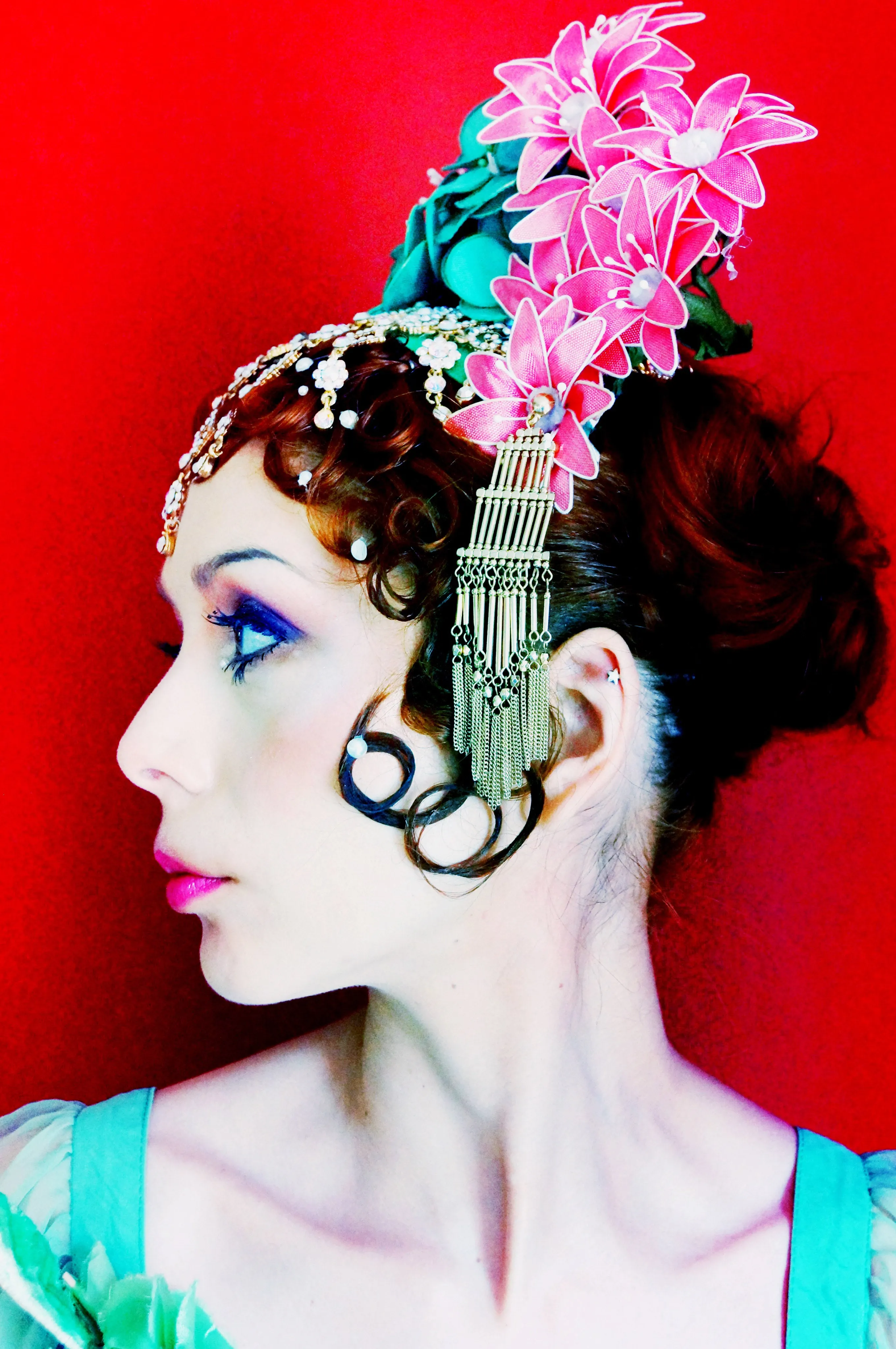 Oriental inspired bejewelled headdress
