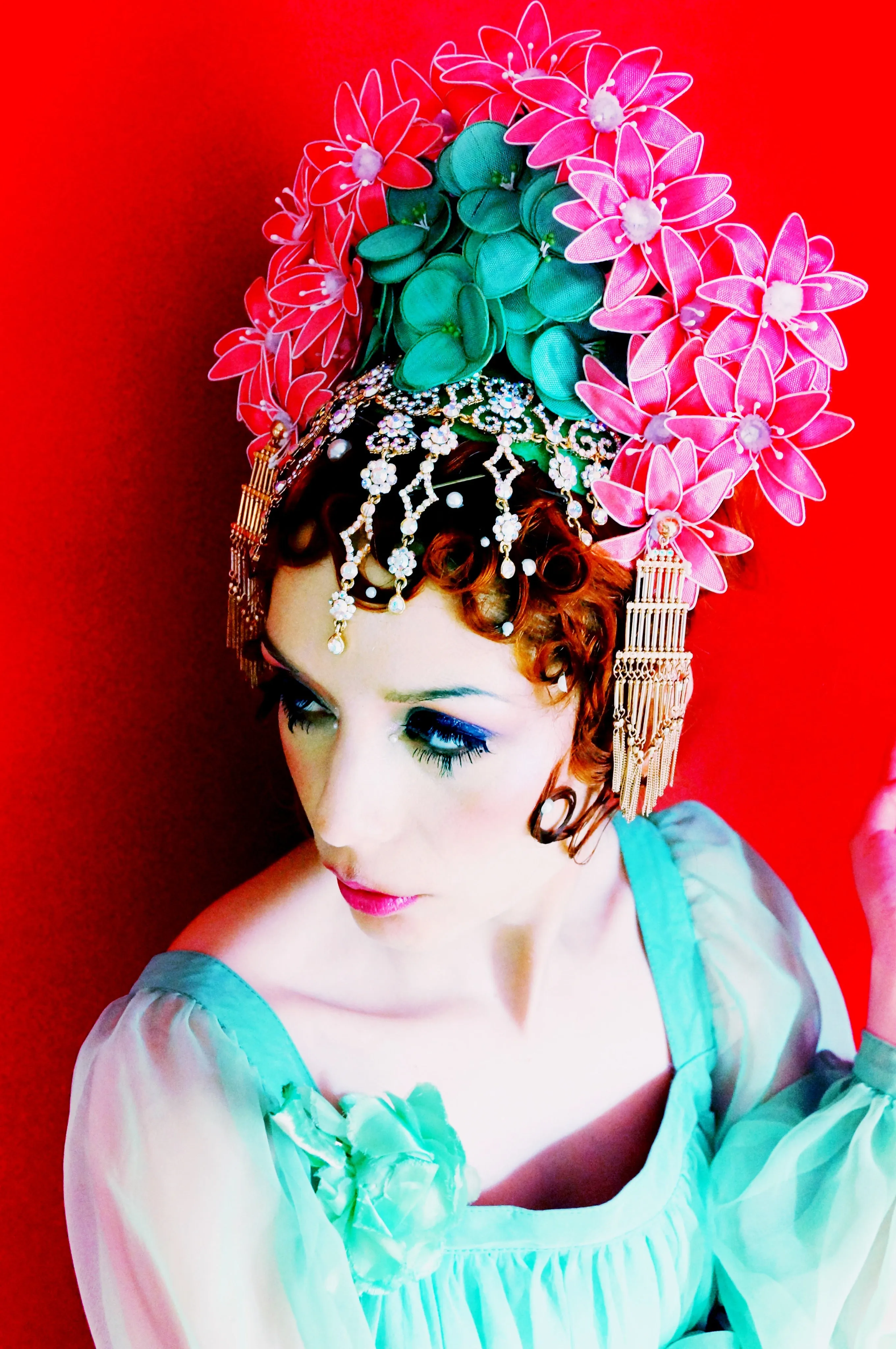 Oriental inspired bejewelled headdress