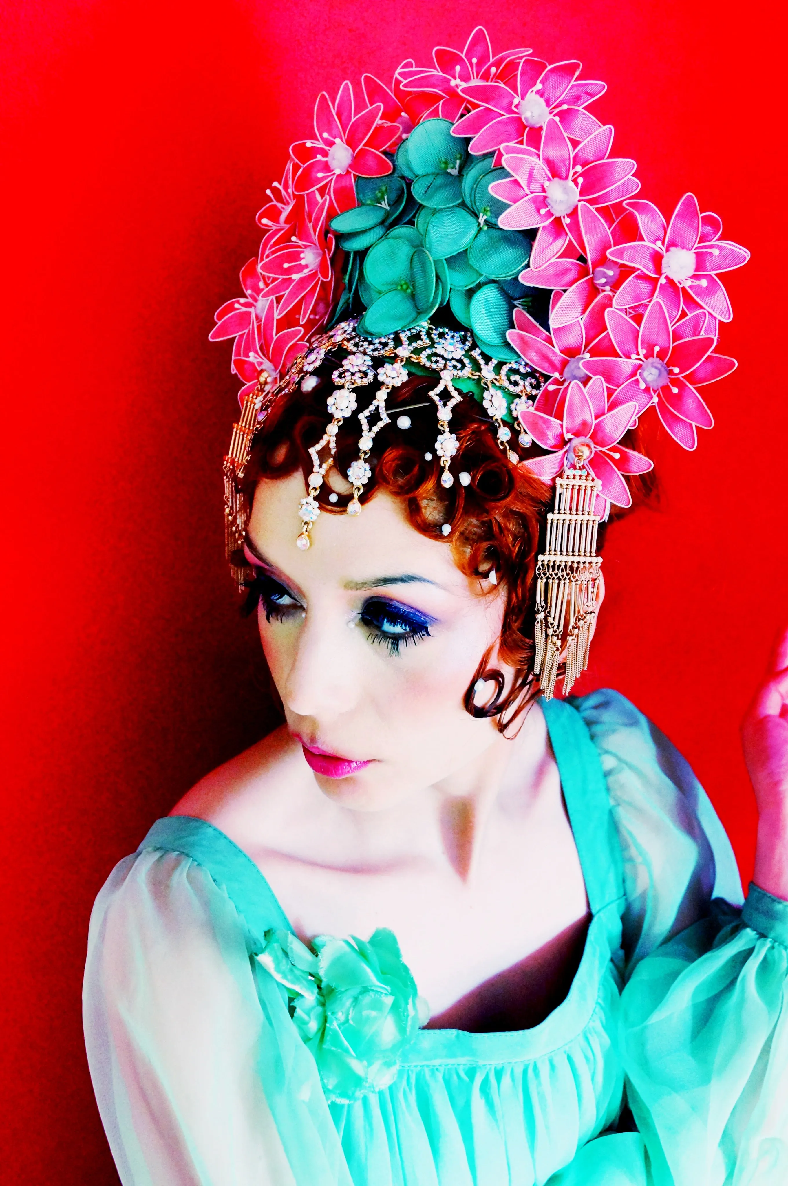 Oriental inspired bejewelled headdress