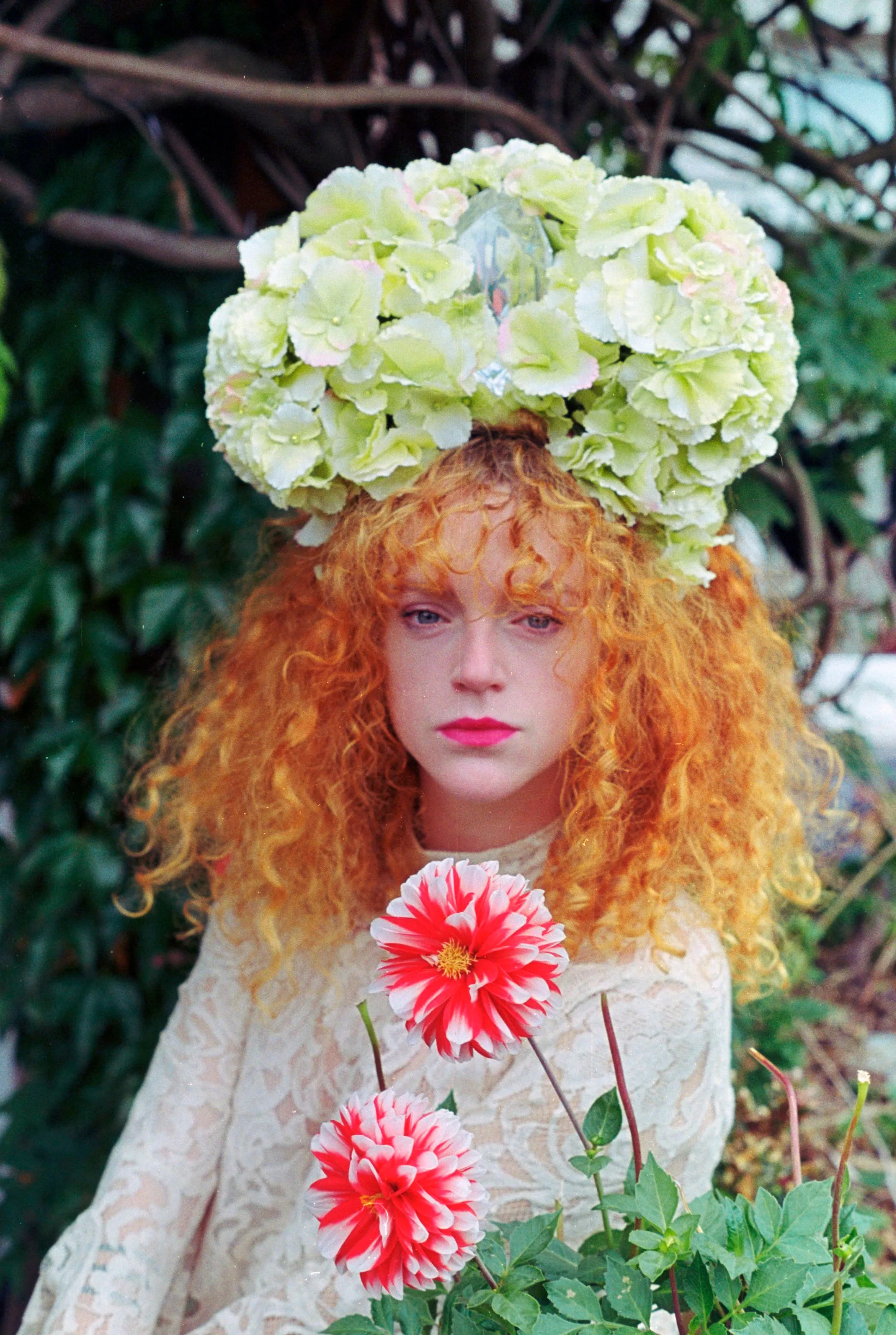 Pale Green Hydrangea X Giant Gem Headdress
