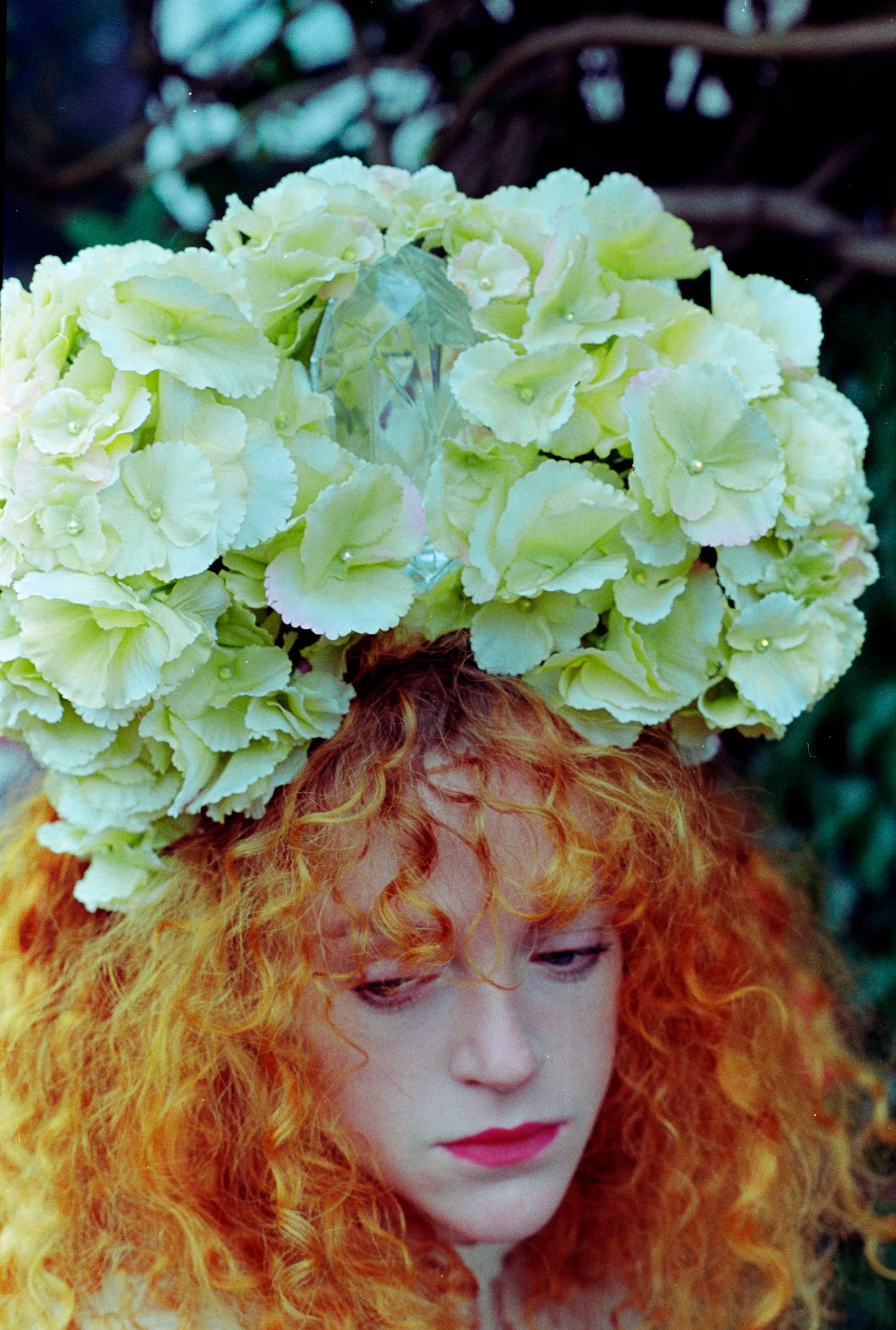 Pale Green Hydrangea X Giant Gem Headdress