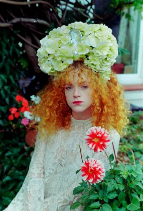 Pale Green Hydrangea X Giant Gem Headdress