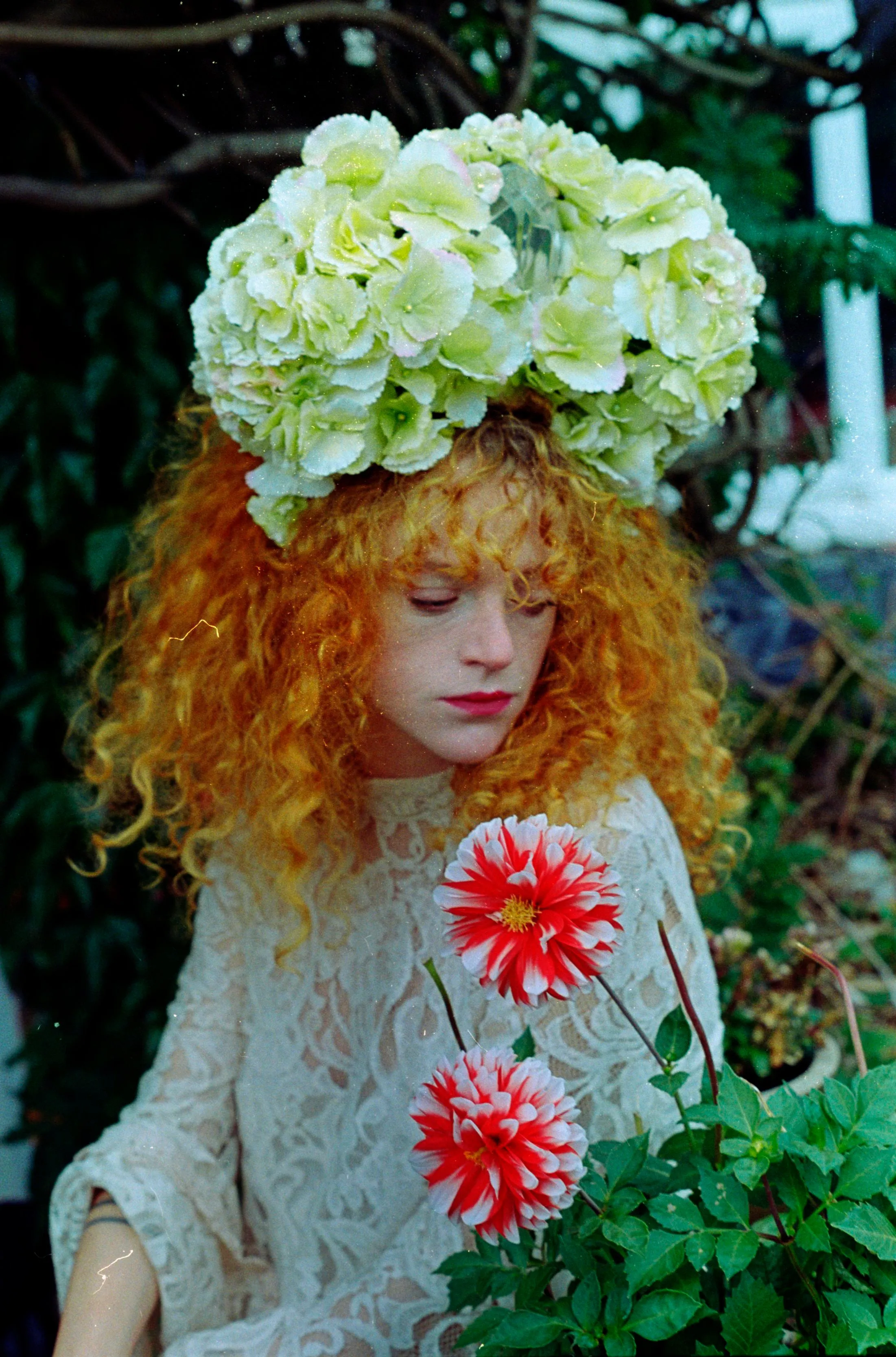 Pale Green Hydrangea X Giant Gem Headdress