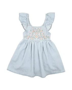 PALM COVE DENIM EMBROIDERED DRESS 3-7 YRS