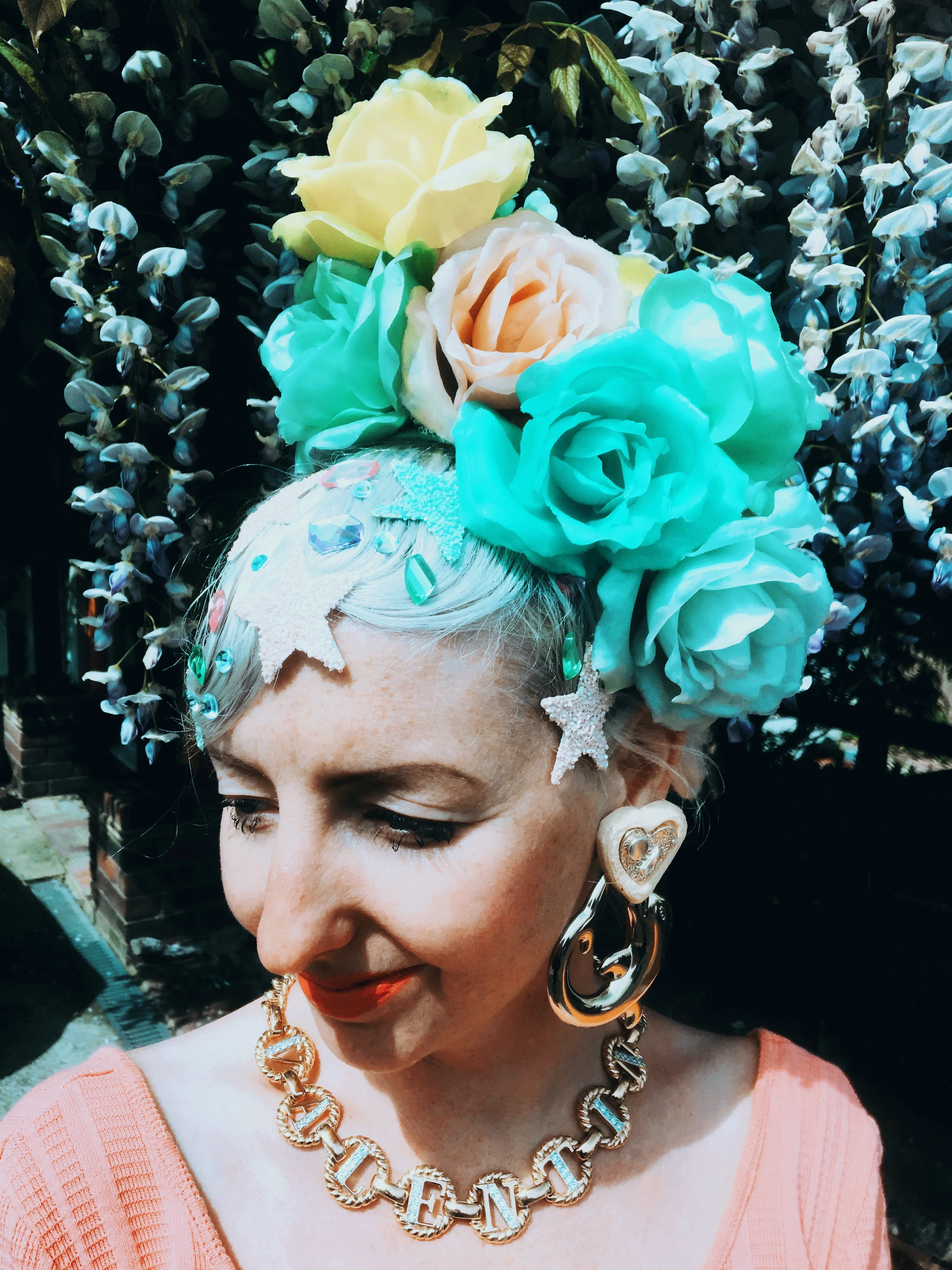 Pastel Roses flower headband / headpiece