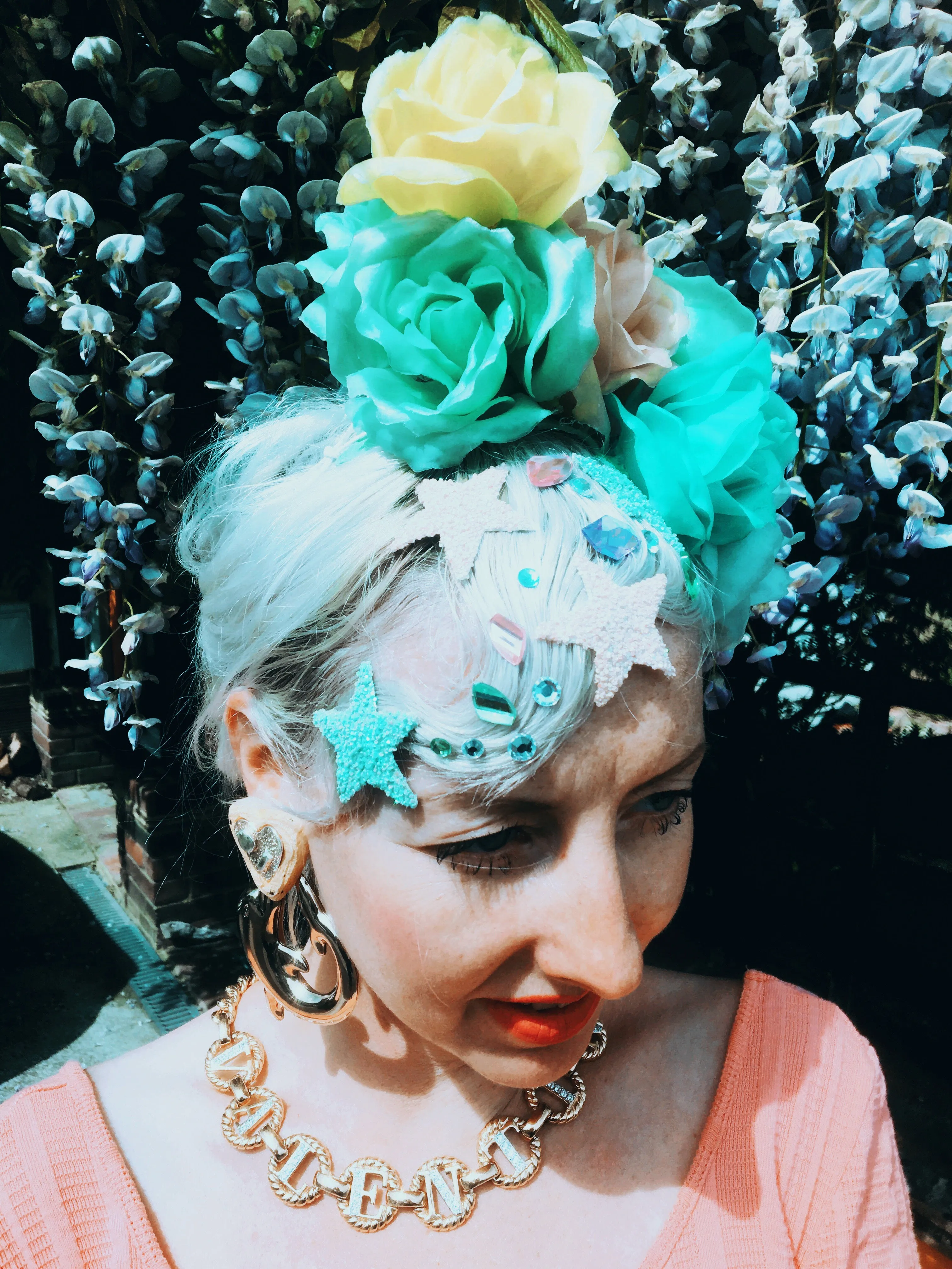 Pastel Roses flower headband / headpiece