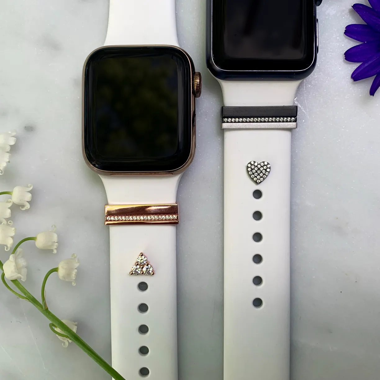 pave heart stud • Apple Watch sport band charm