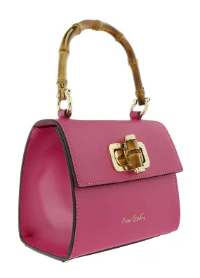 Pierre Cardin Fuschia Leather Small Vintage Structured Satchel Bag