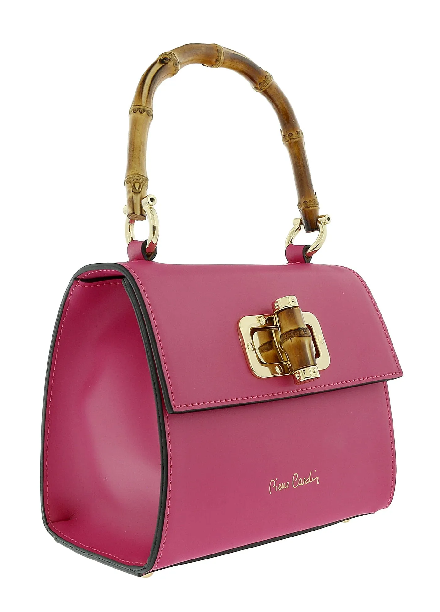 Pierre Cardin Fuschia Leather Small Vintage Structured Satchel Bag