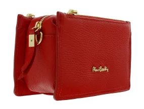 Pierre Cardin Red Leather Small Structured Square Crossbody Bag