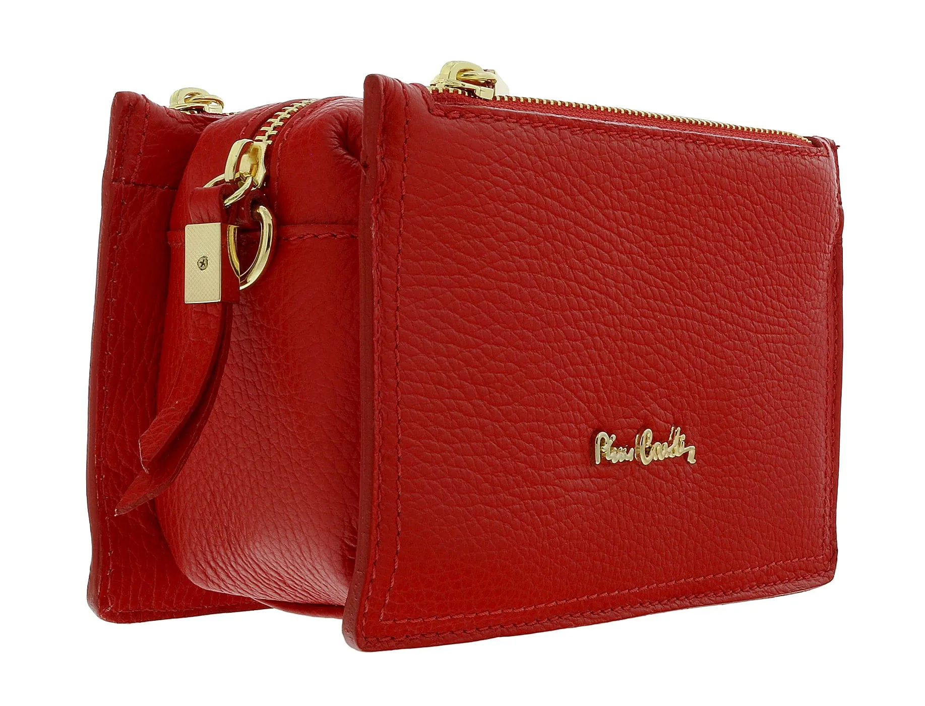 Pierre Cardin Red Leather Small Structured Square Crossbody Bag