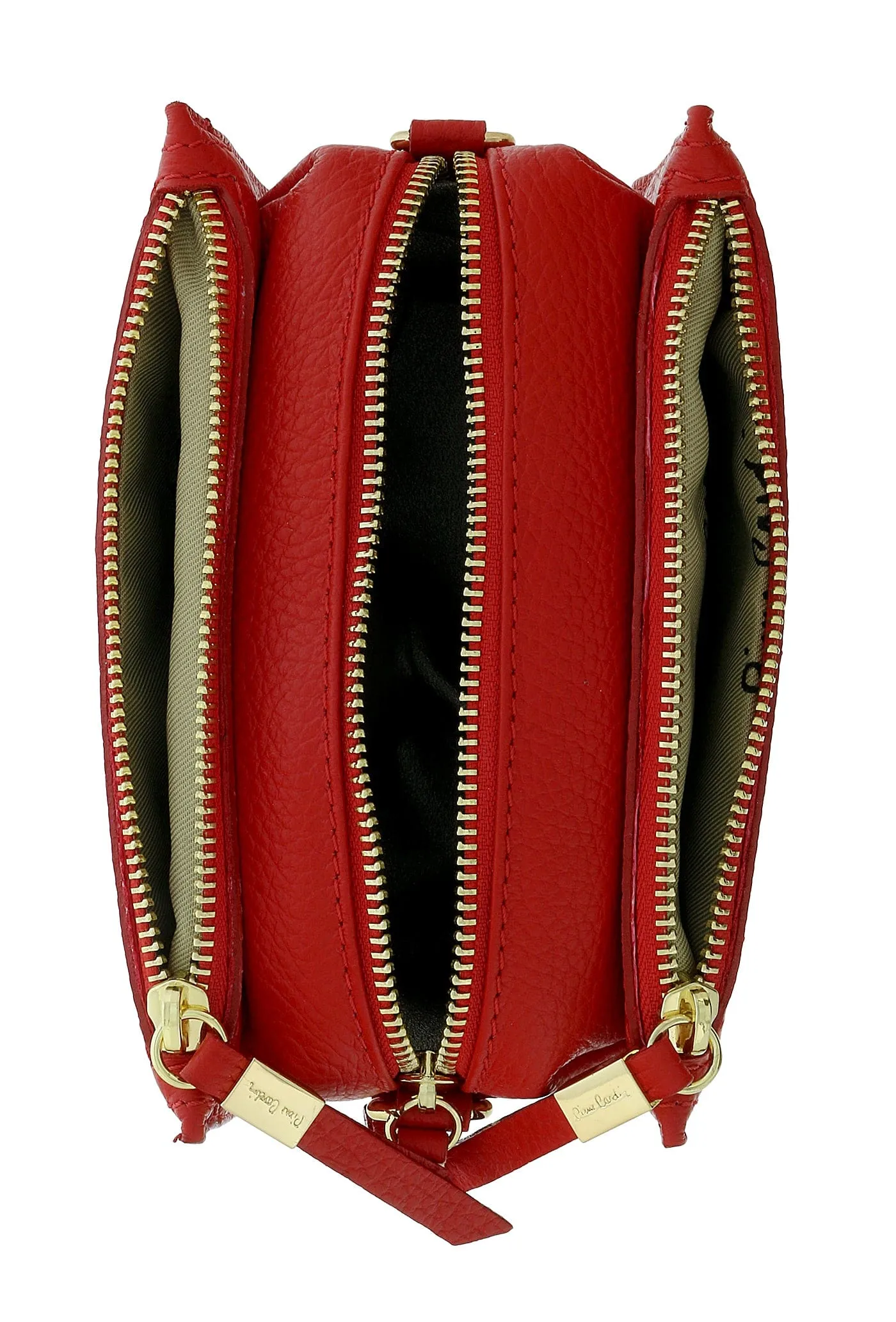 Pierre Cardin Red Leather Small Structured Square Crossbody Bag
