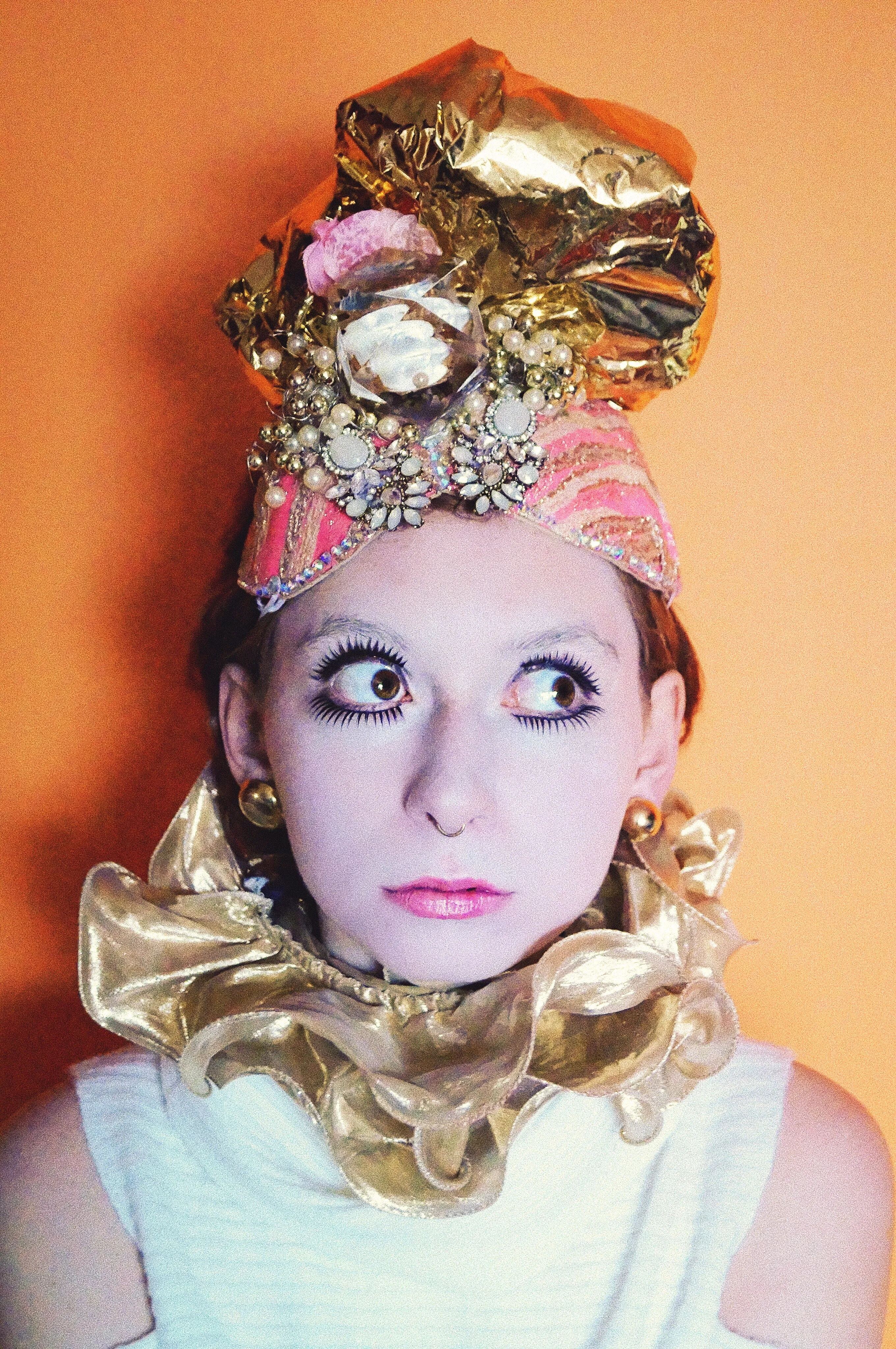 Pink and Gold Turban Headdress