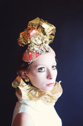 Pink and Gold Turban Headdress