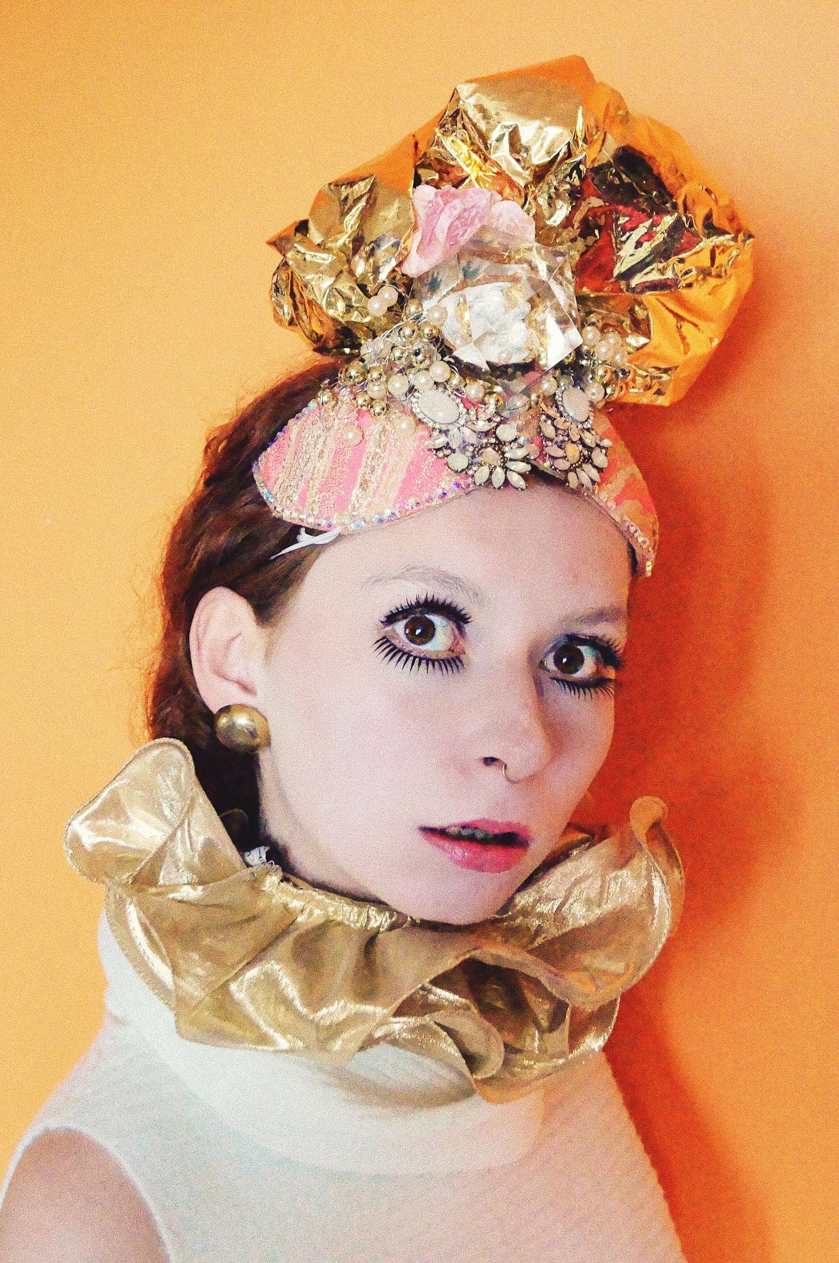 Pink and Gold Turban Headdress