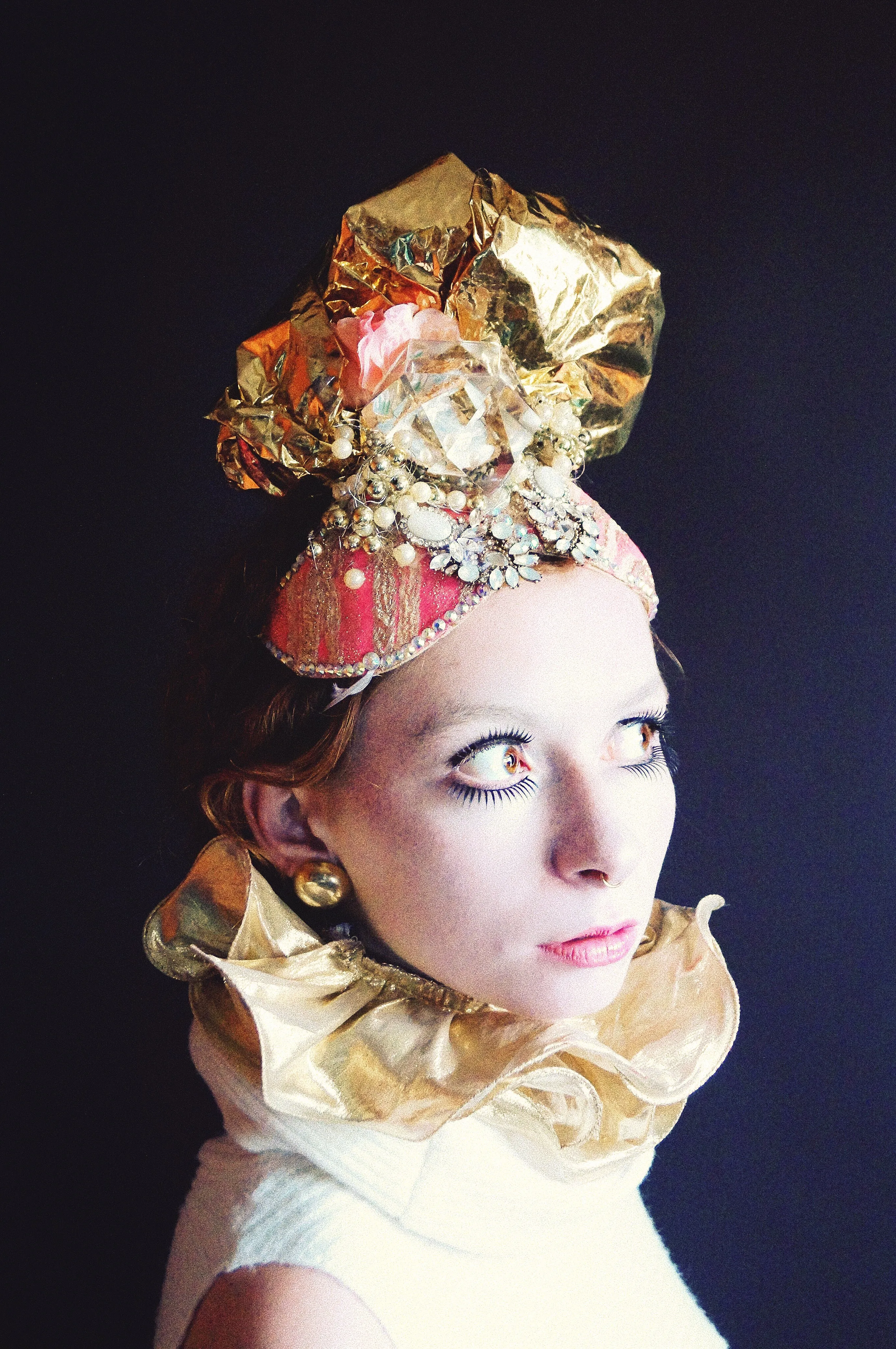Pink and Gold Turban Headdress