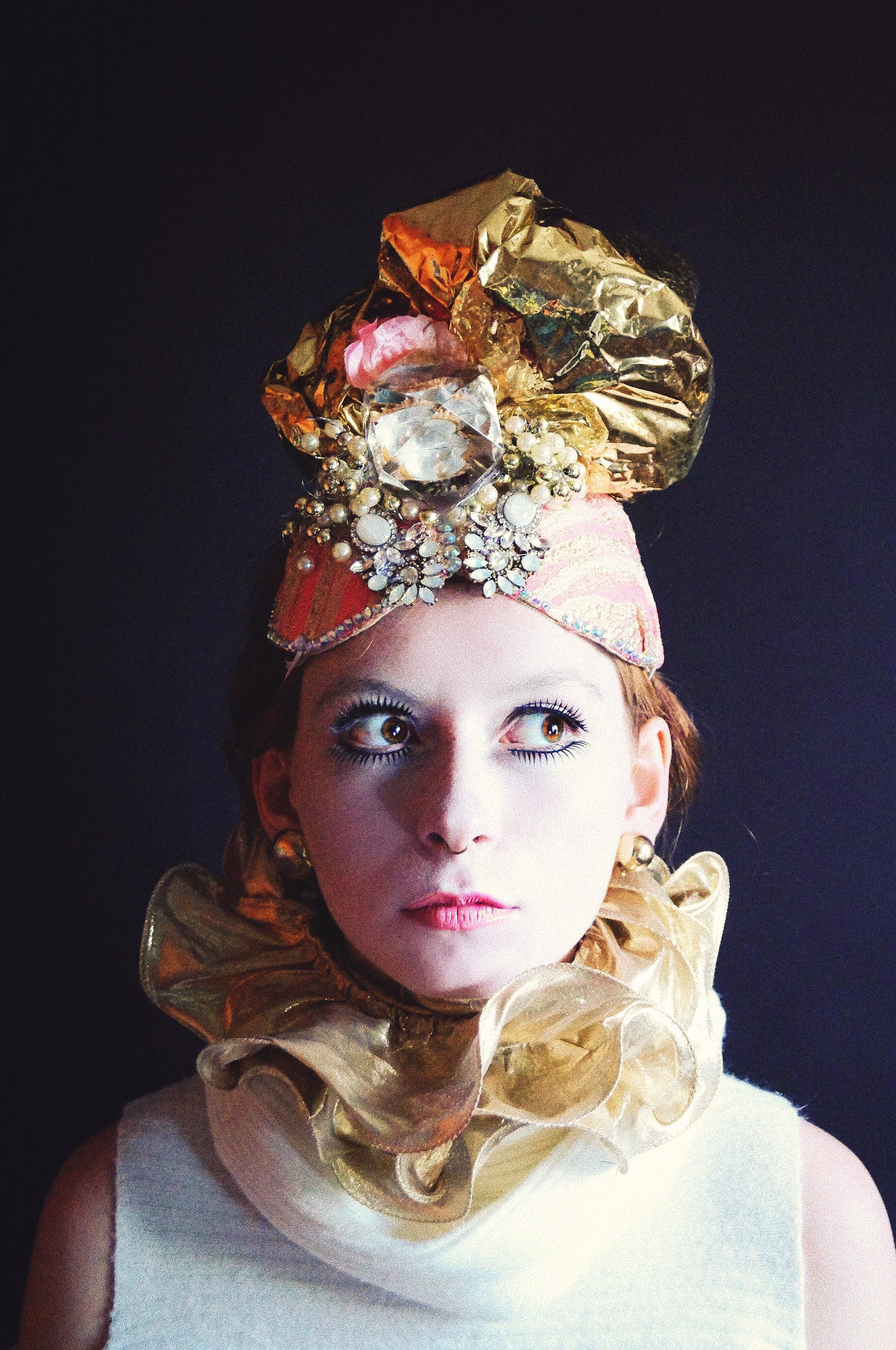Pink and Gold Turban Headdress