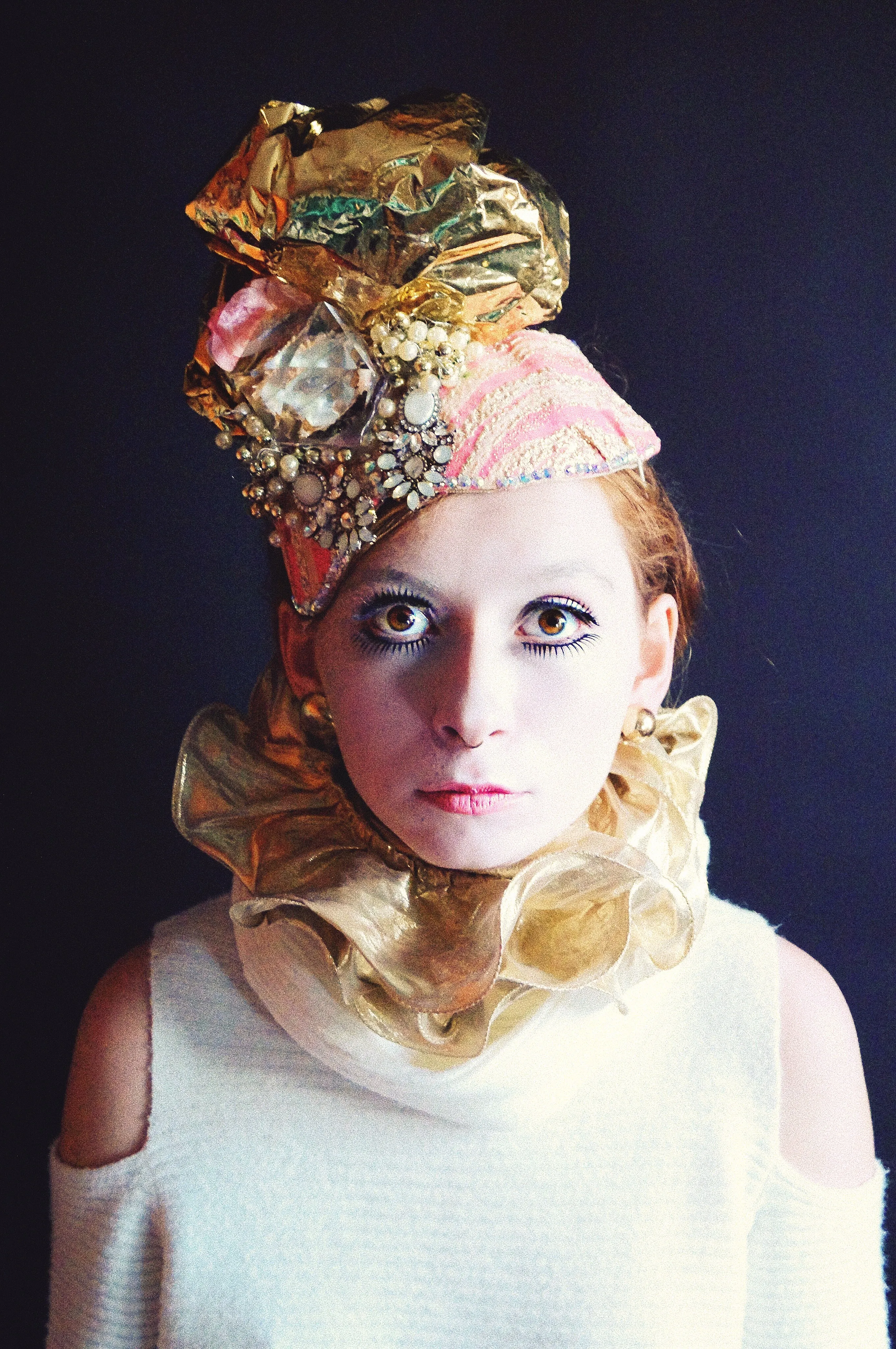 Pink and Gold Turban Headdress