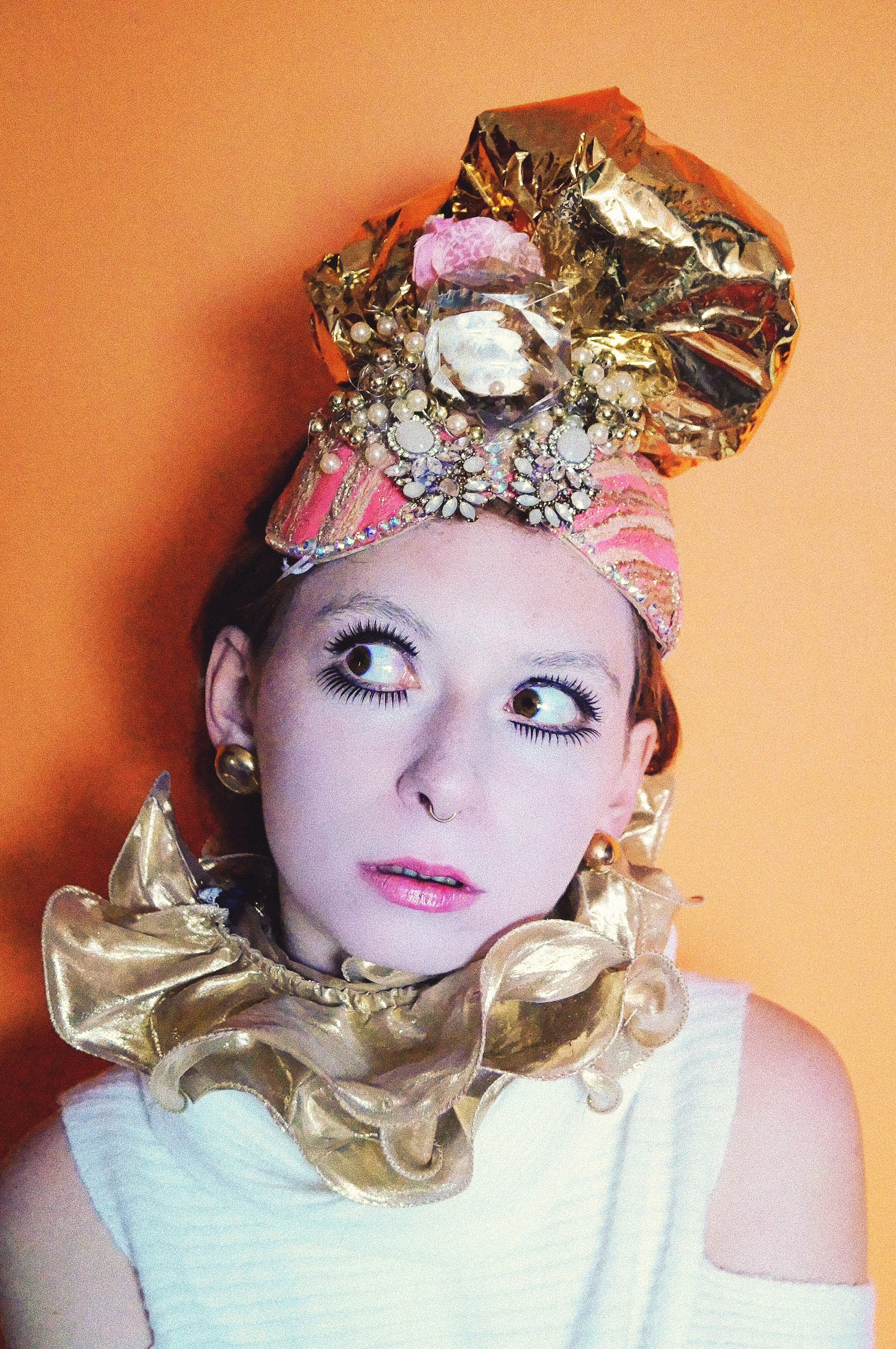 Pink and Gold Turban Headdress