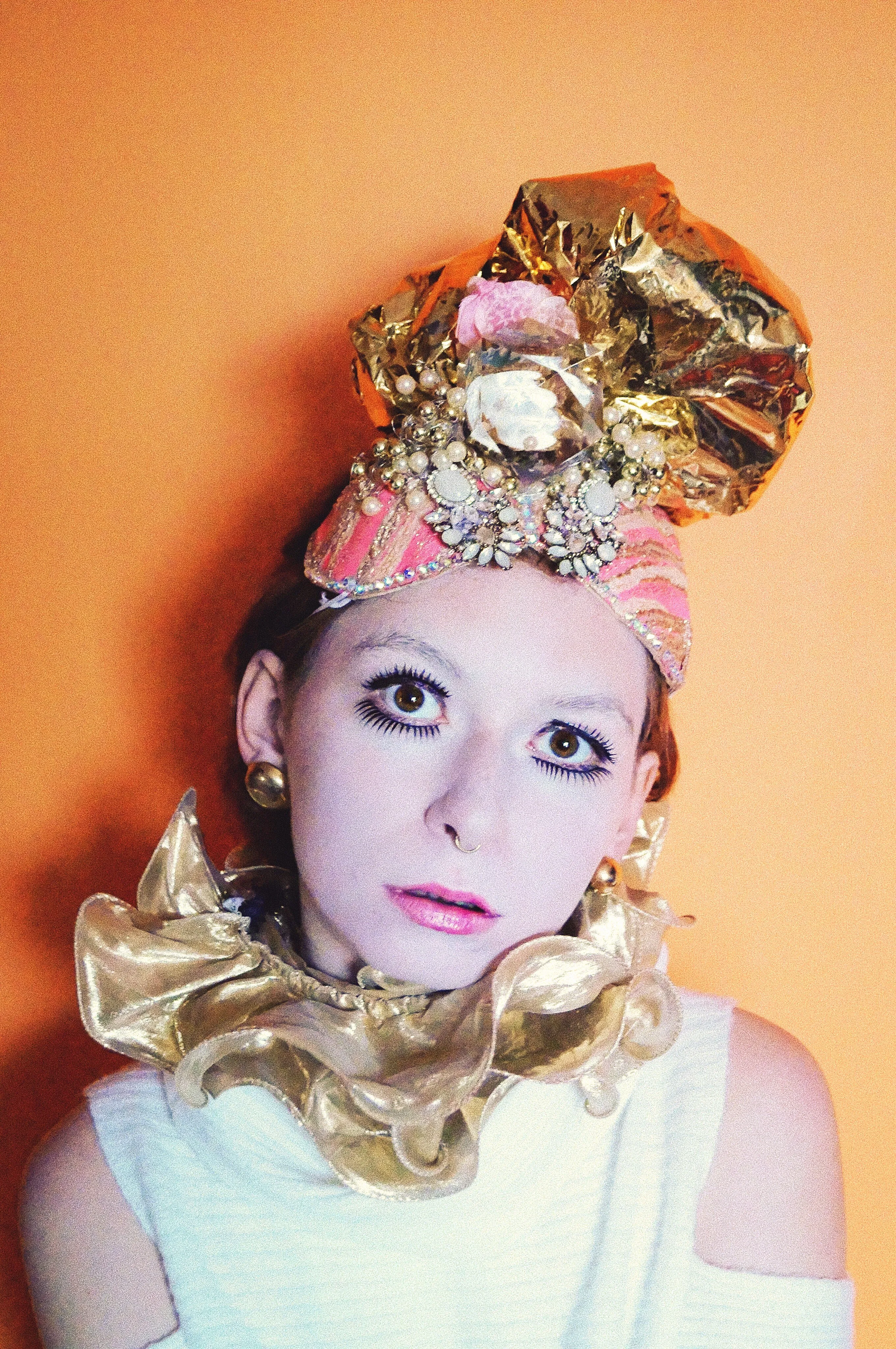 Pink and Gold Turban Headdress