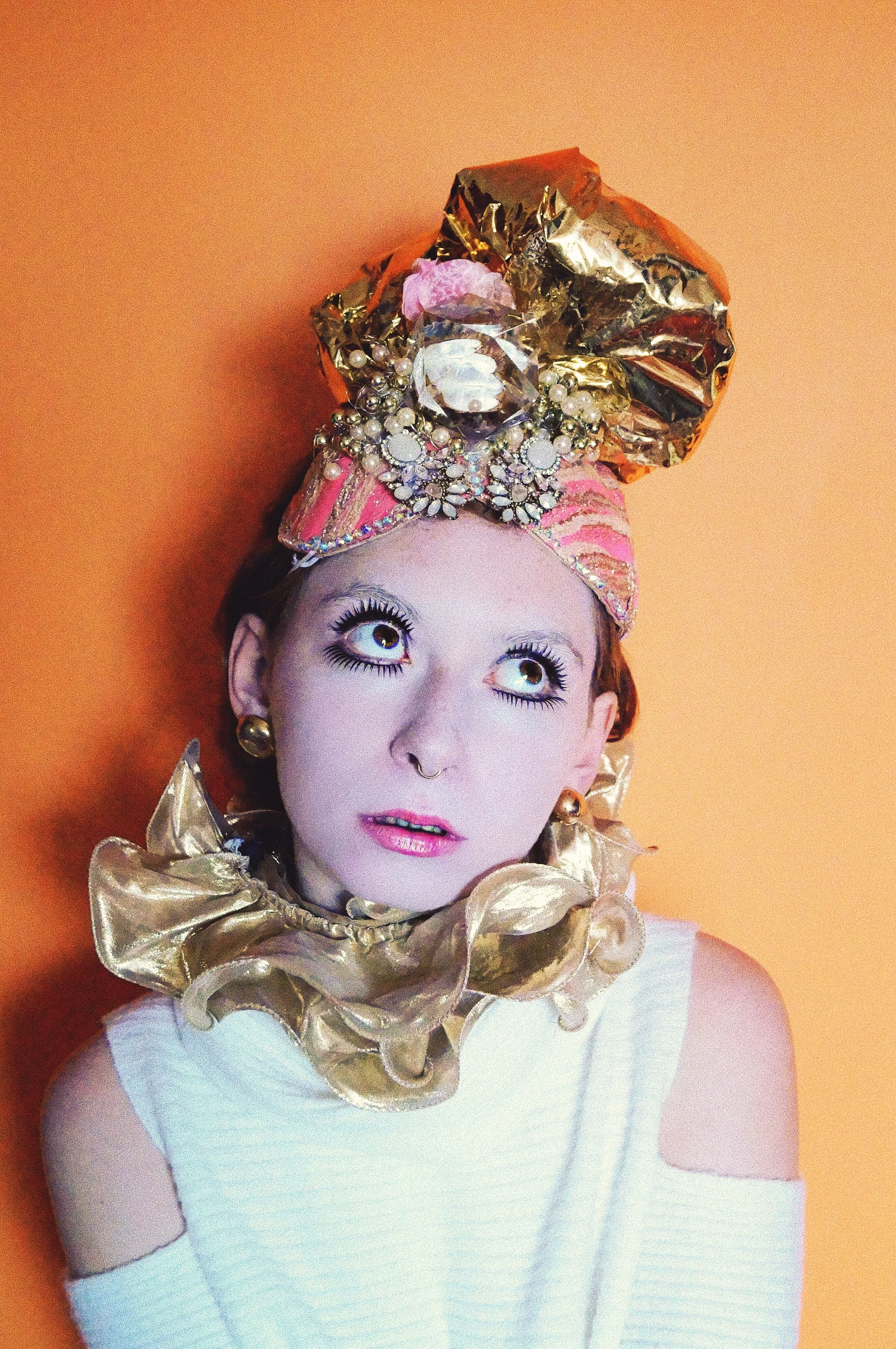 Pink and Gold Turban Headdress