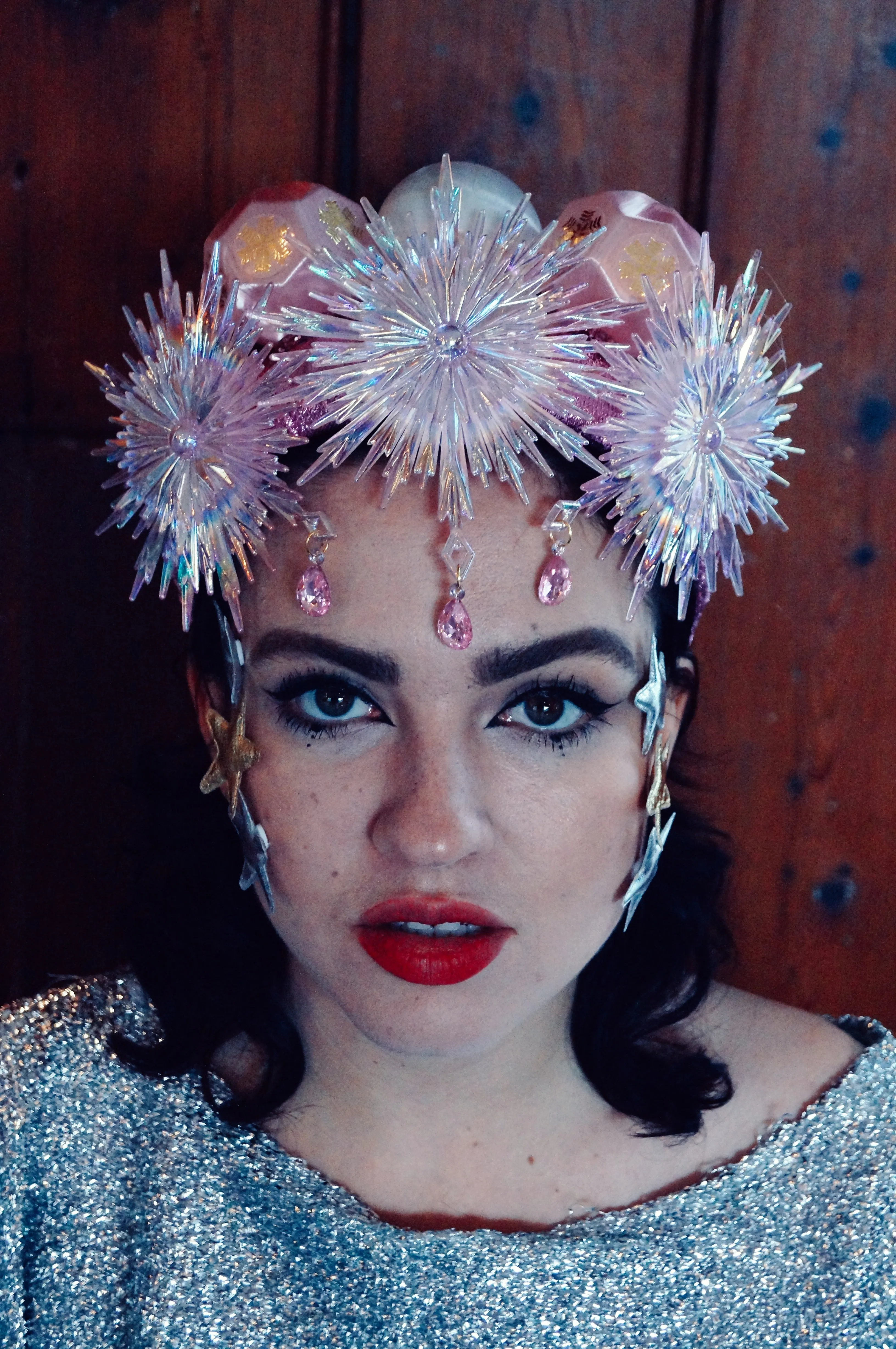 Pink and Iridescent Christmas Crown headband