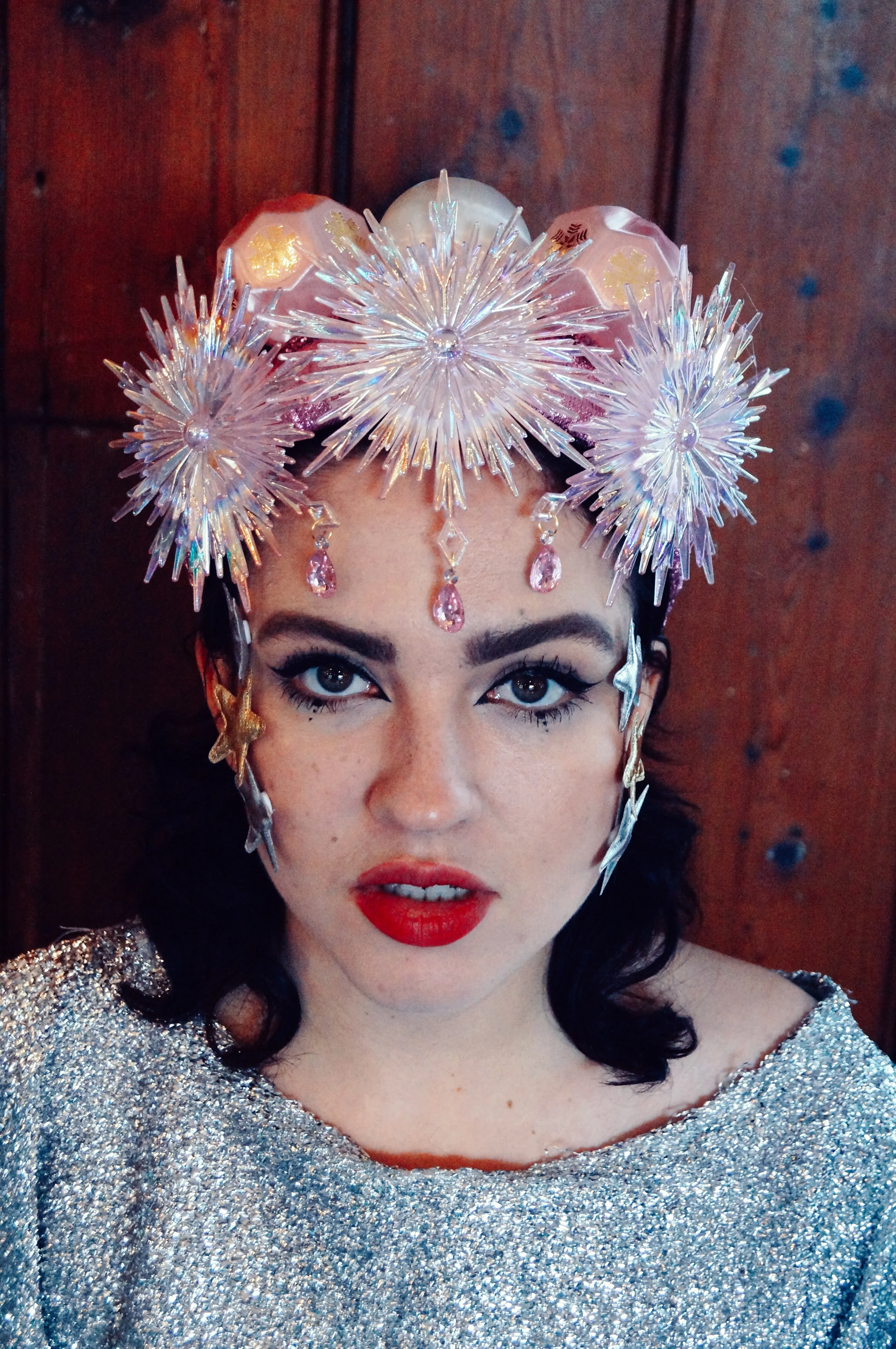 Pink and Iridescent Christmas Crown headband