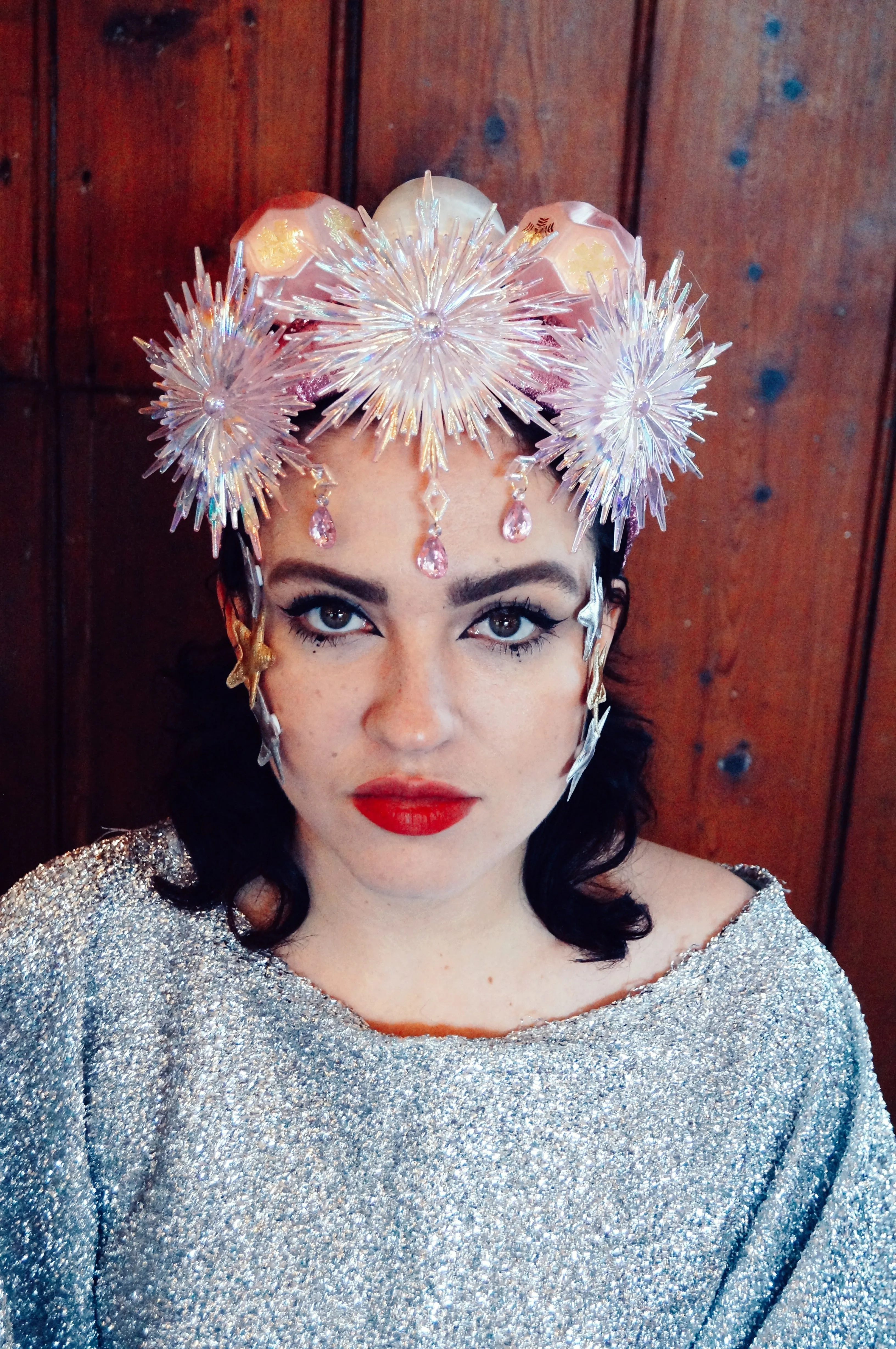 Pink and Iridescent Christmas Crown headband