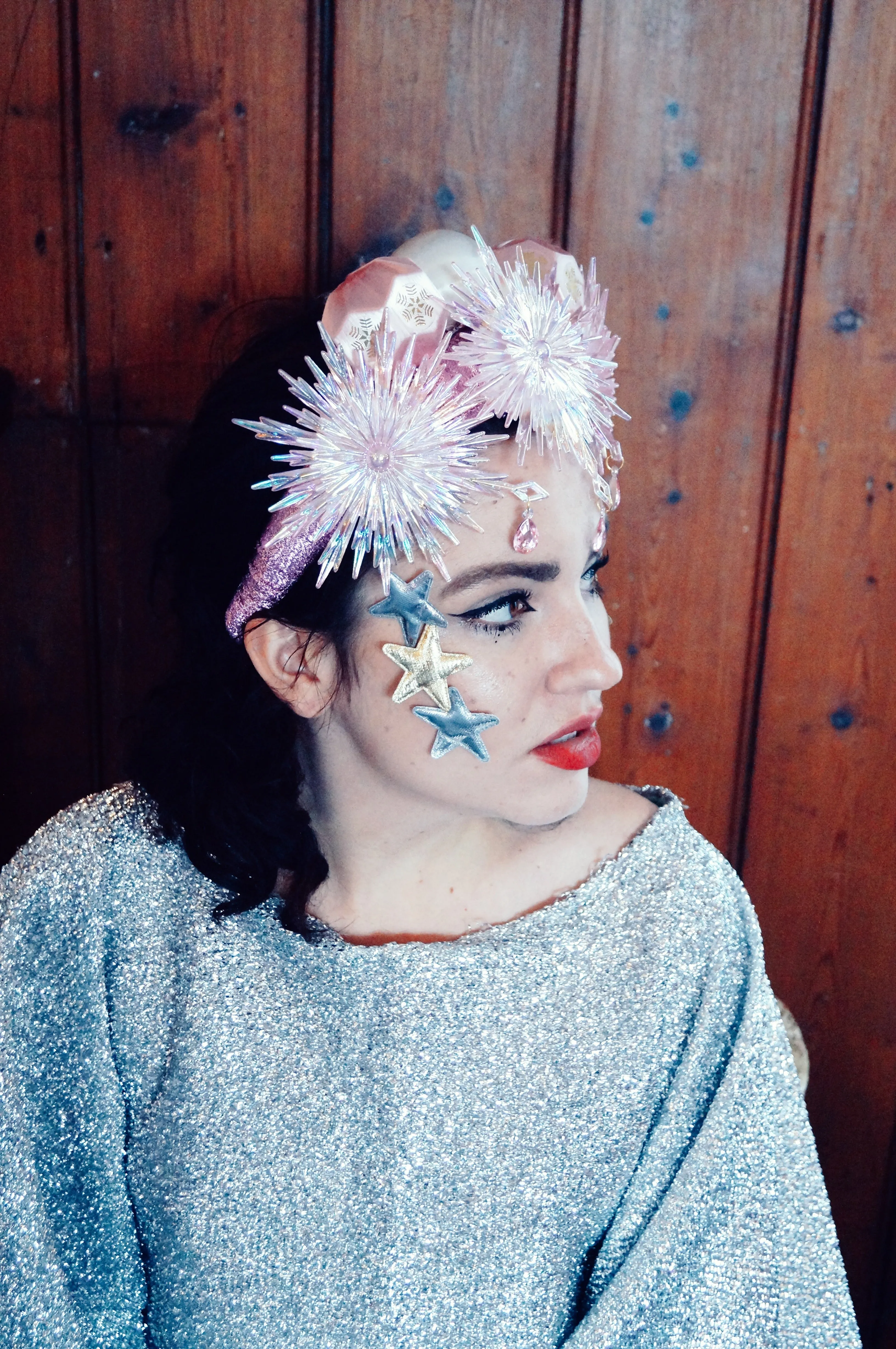 Pink and Iridescent Christmas Crown headband