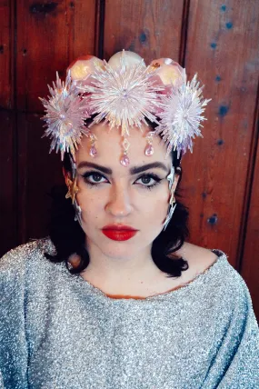 Pink and Iridescent Christmas Crown headband
