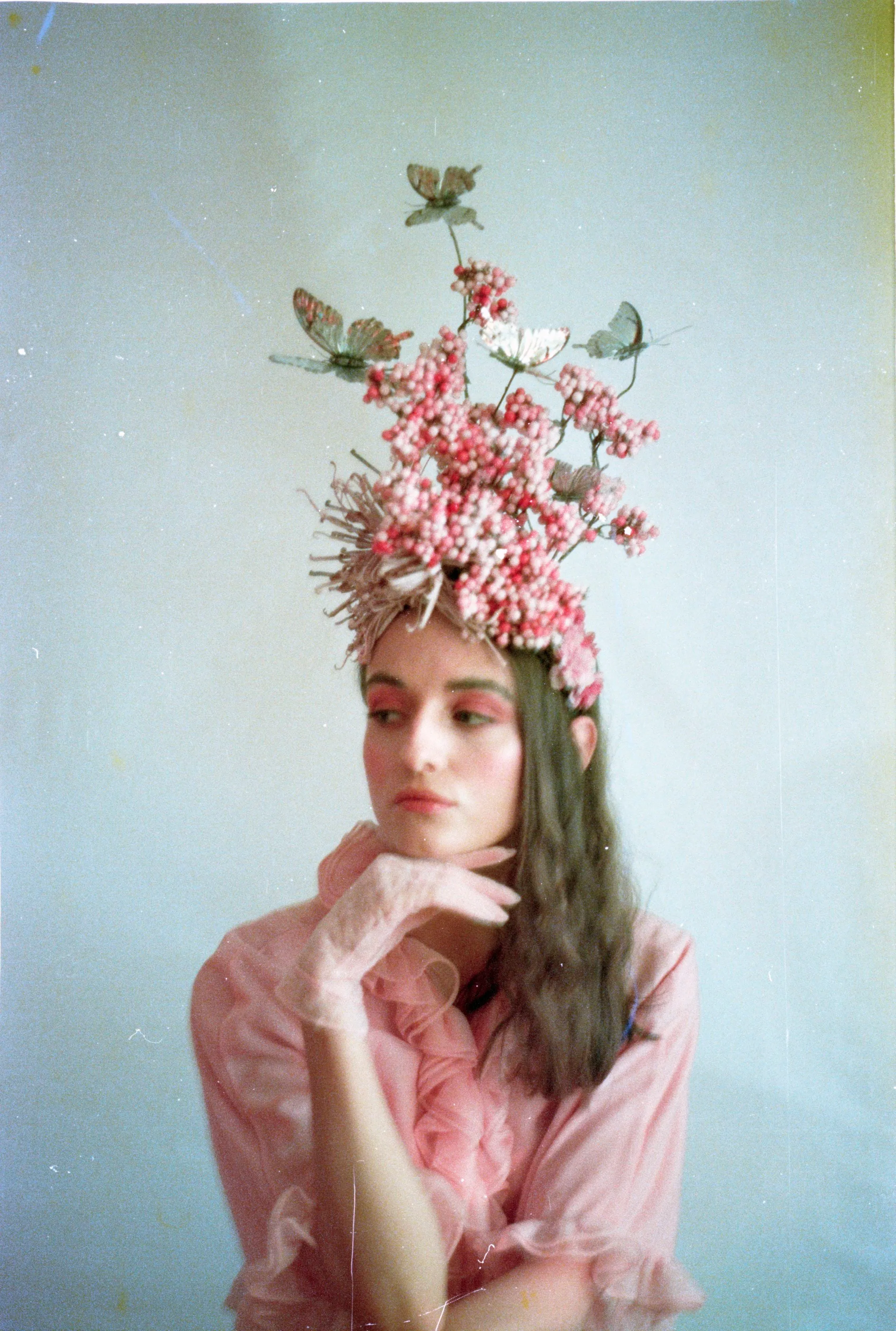 Pink and Silver Butterfly Headpiece