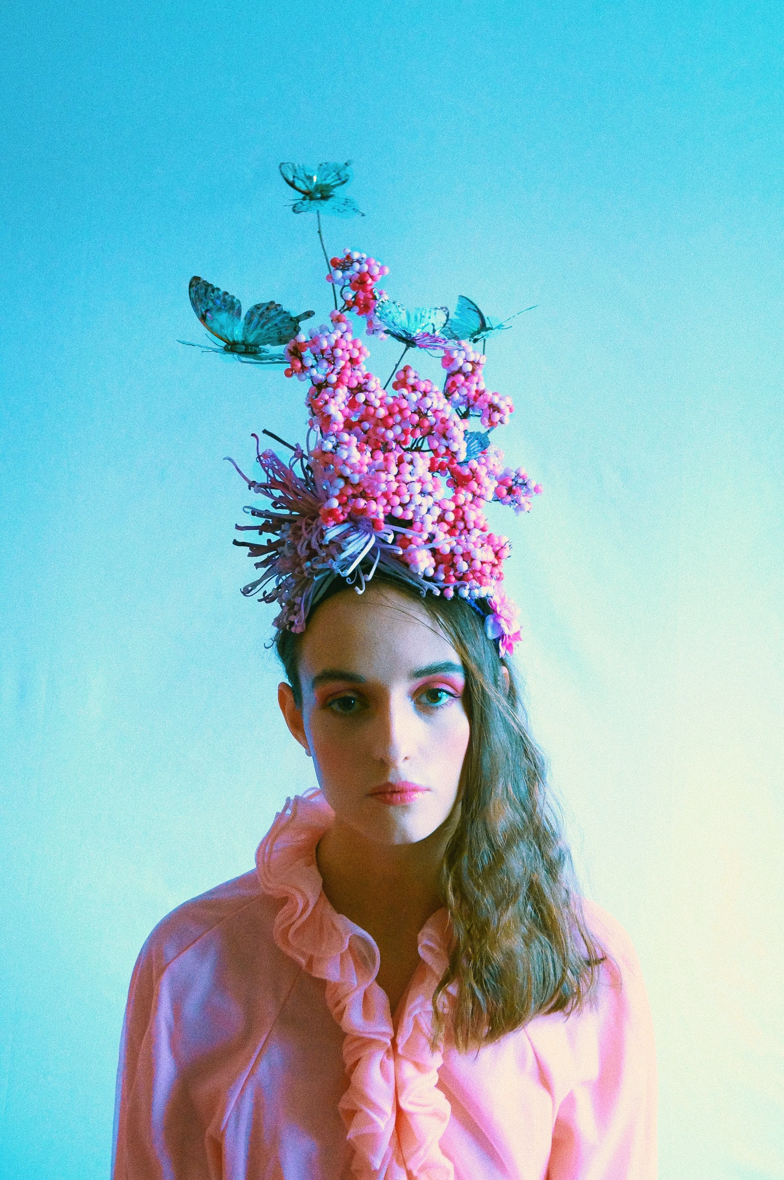 Pink and Silver Butterfly Headpiece