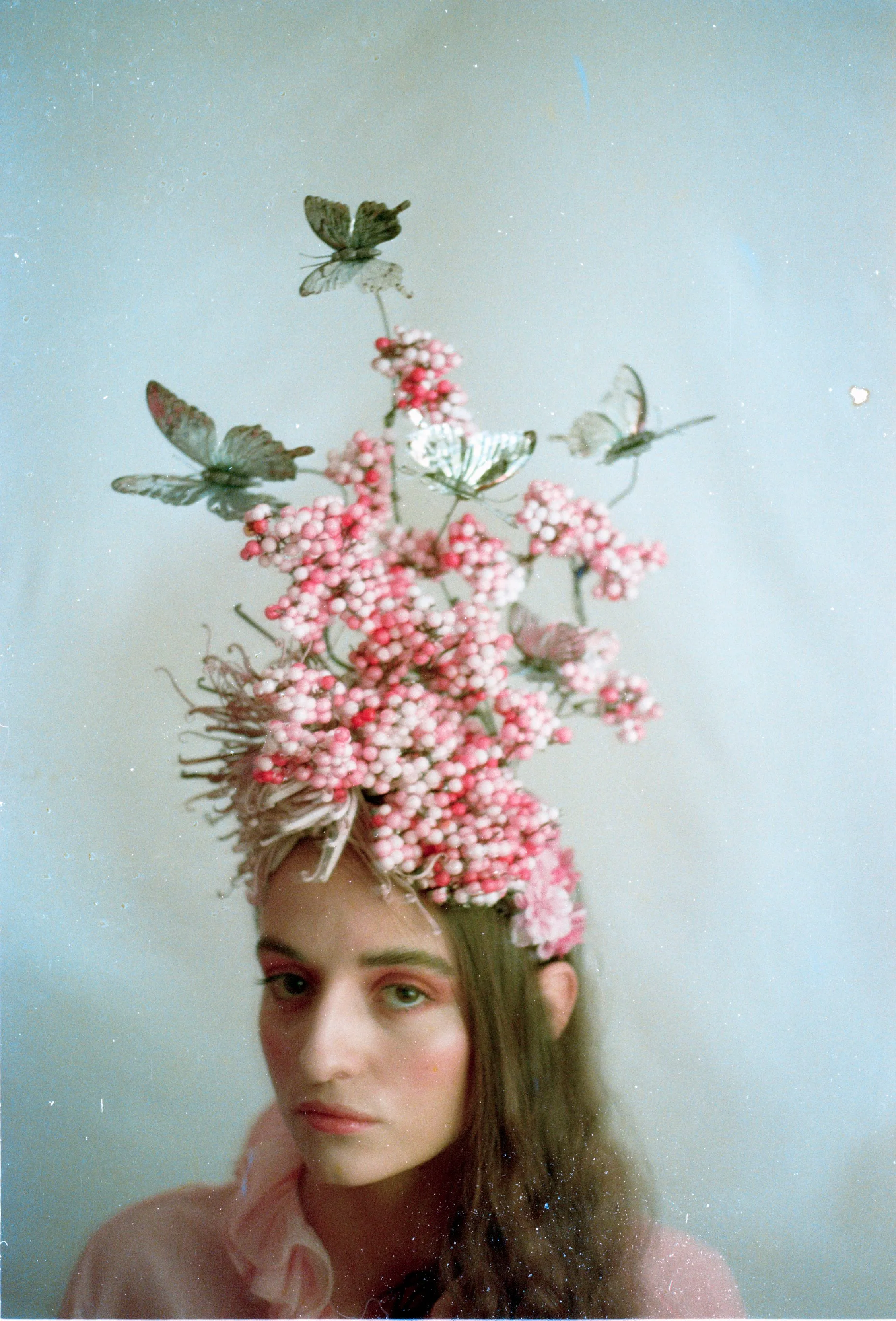 Pink and Silver Butterfly Headpiece